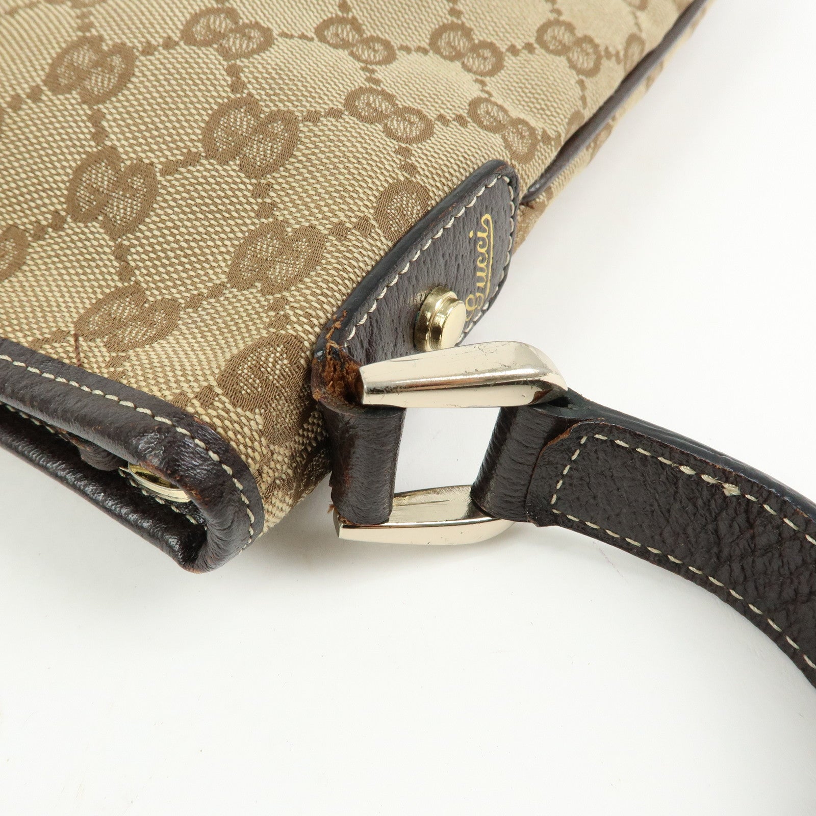 GUCCI Abbey GG Canvas Leather Shoulder Crossbody Bag Brown 131326