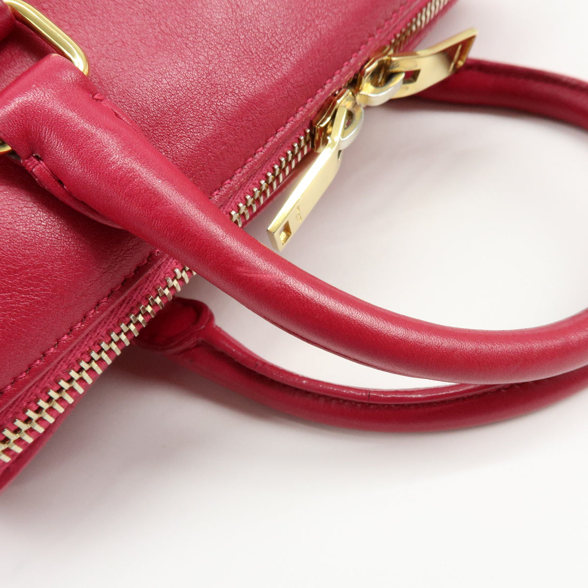 SAINT LAURENT PARIS Baby Duffle Leather 2Way Hand Bag Fuchsia 330958
