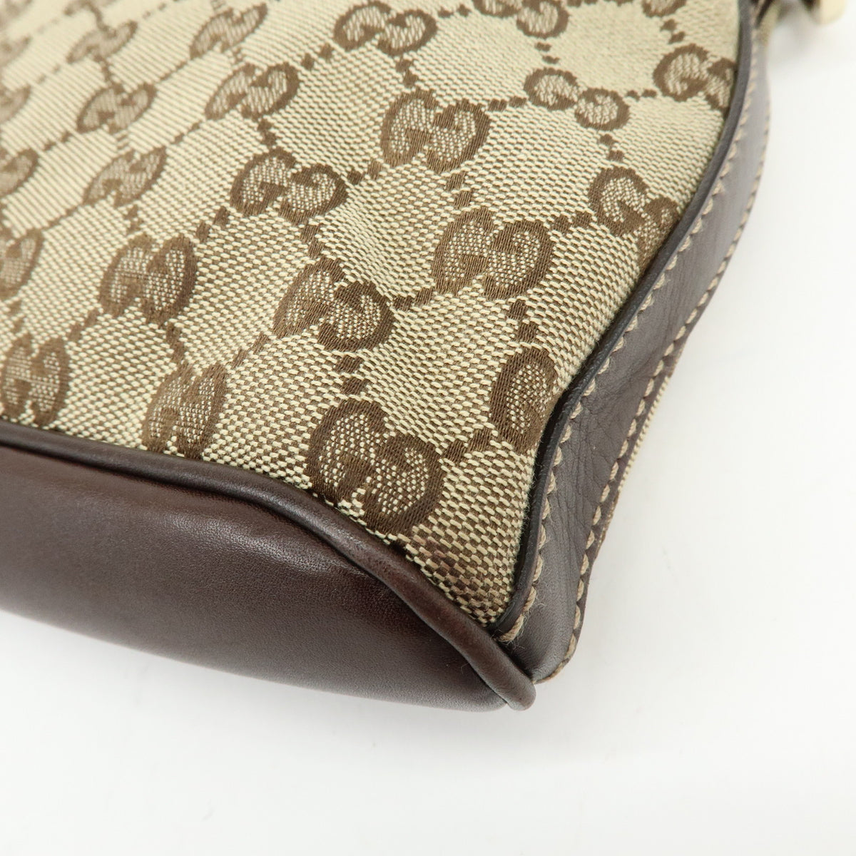 GUCCI Interlocking G Canvas Leather Shoulder Bag Hand Bag Beige Brown