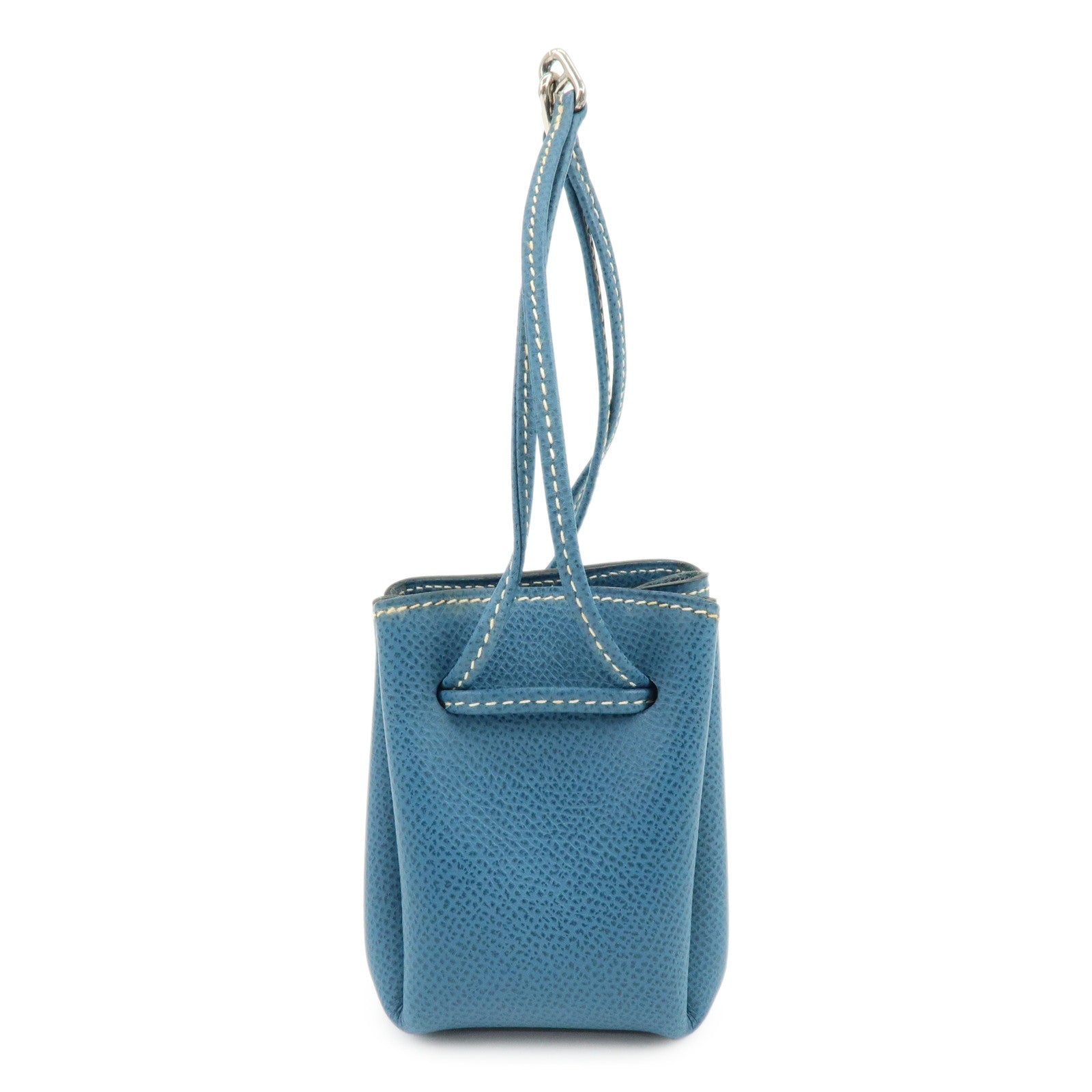 HERMES Courchevel Leather Pouch Blue Jean □G Stamped Blue Jean