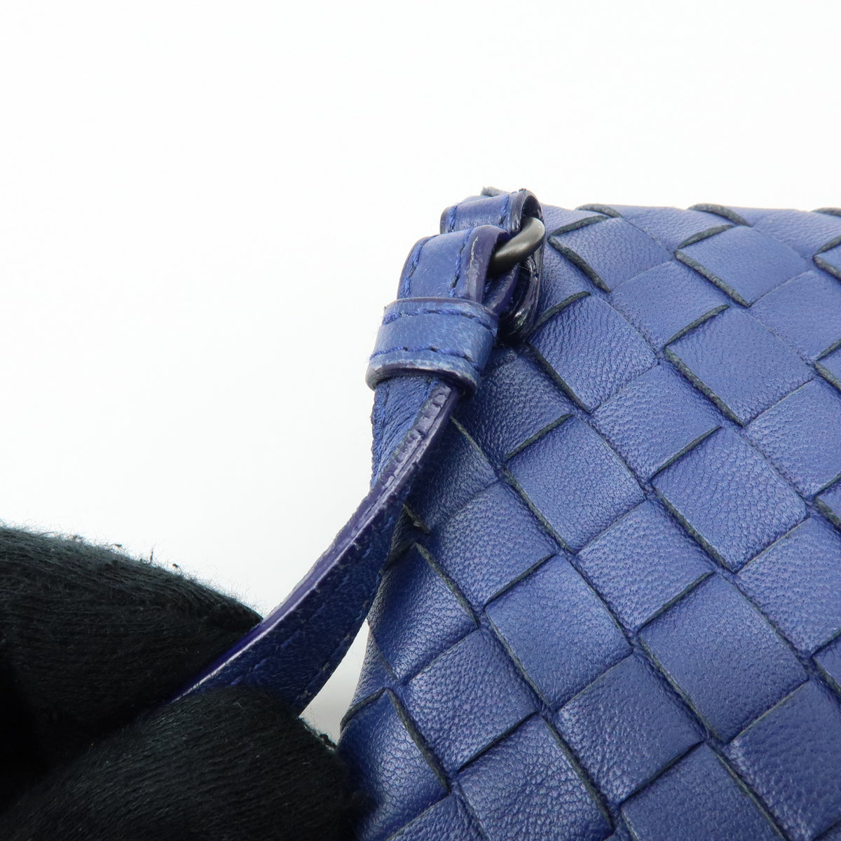 BOTTEGA VENETA Intrecciato Leather Shoulder Bag Crossbody Bag Blue