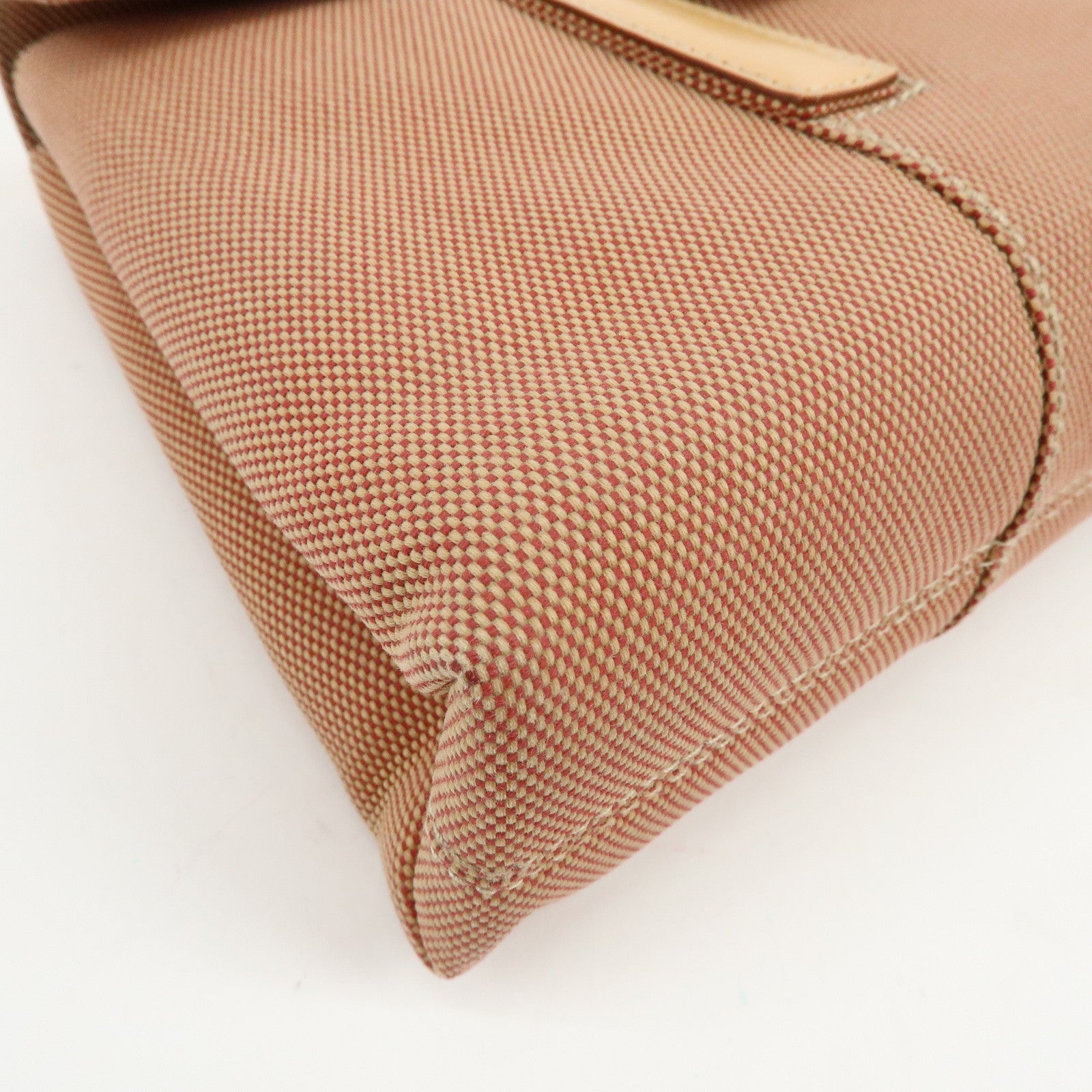 BVLGARI Canvas Leather Flap Shoulder Bag Hand Bag Beige Red