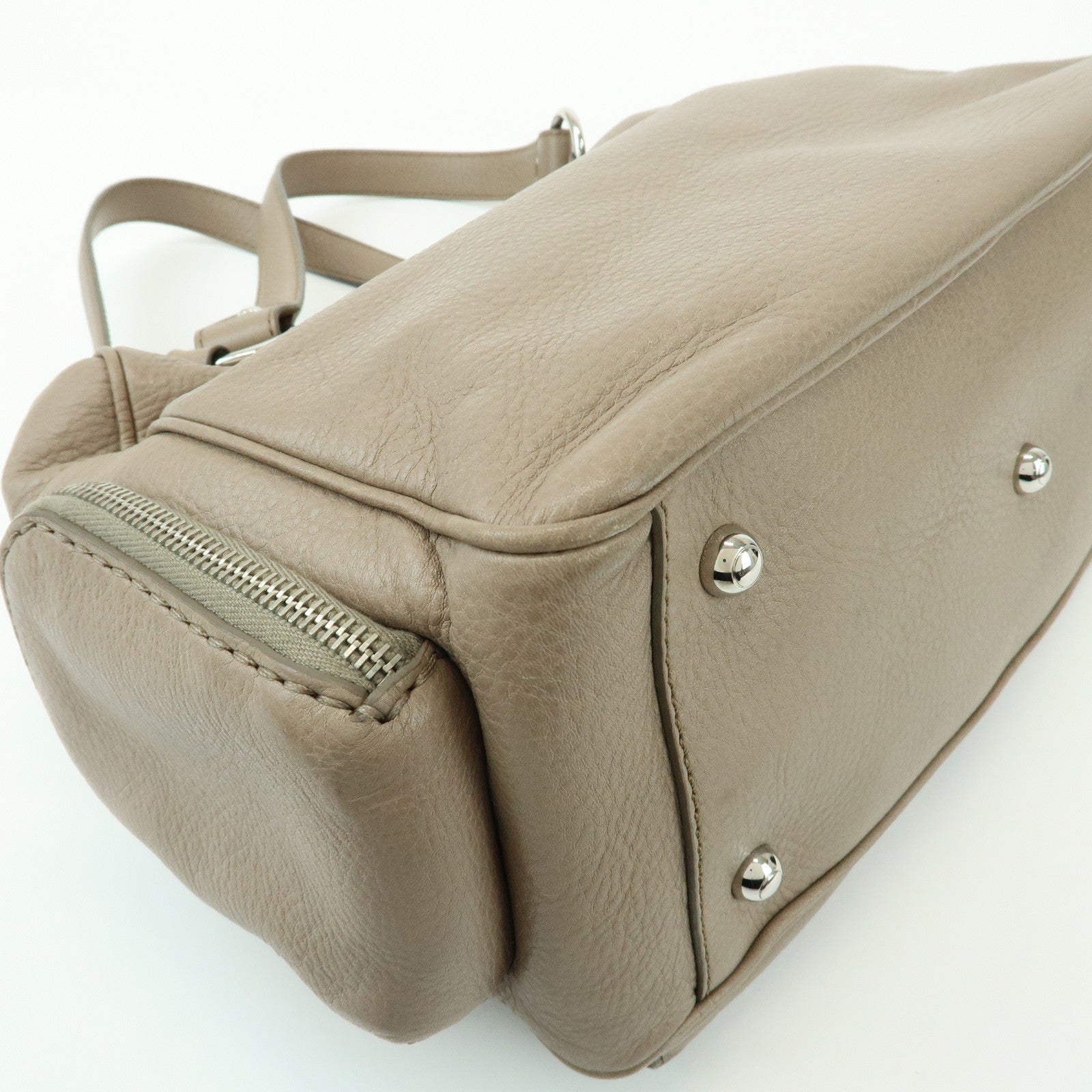 TOD'S Multiple Pocket Leather Shoulder Bag Hand Bag Beige