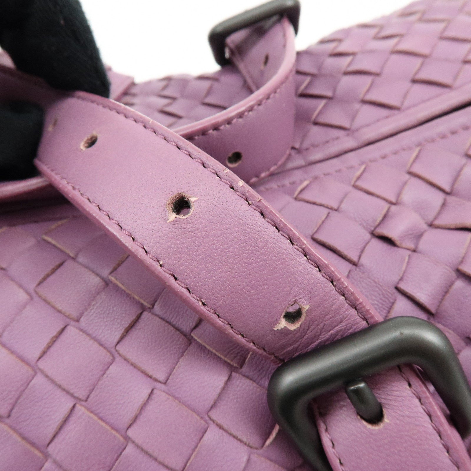 BOTTEGA VENETA Intrecciato Leather Shoulder Bag Hand Bag Purple