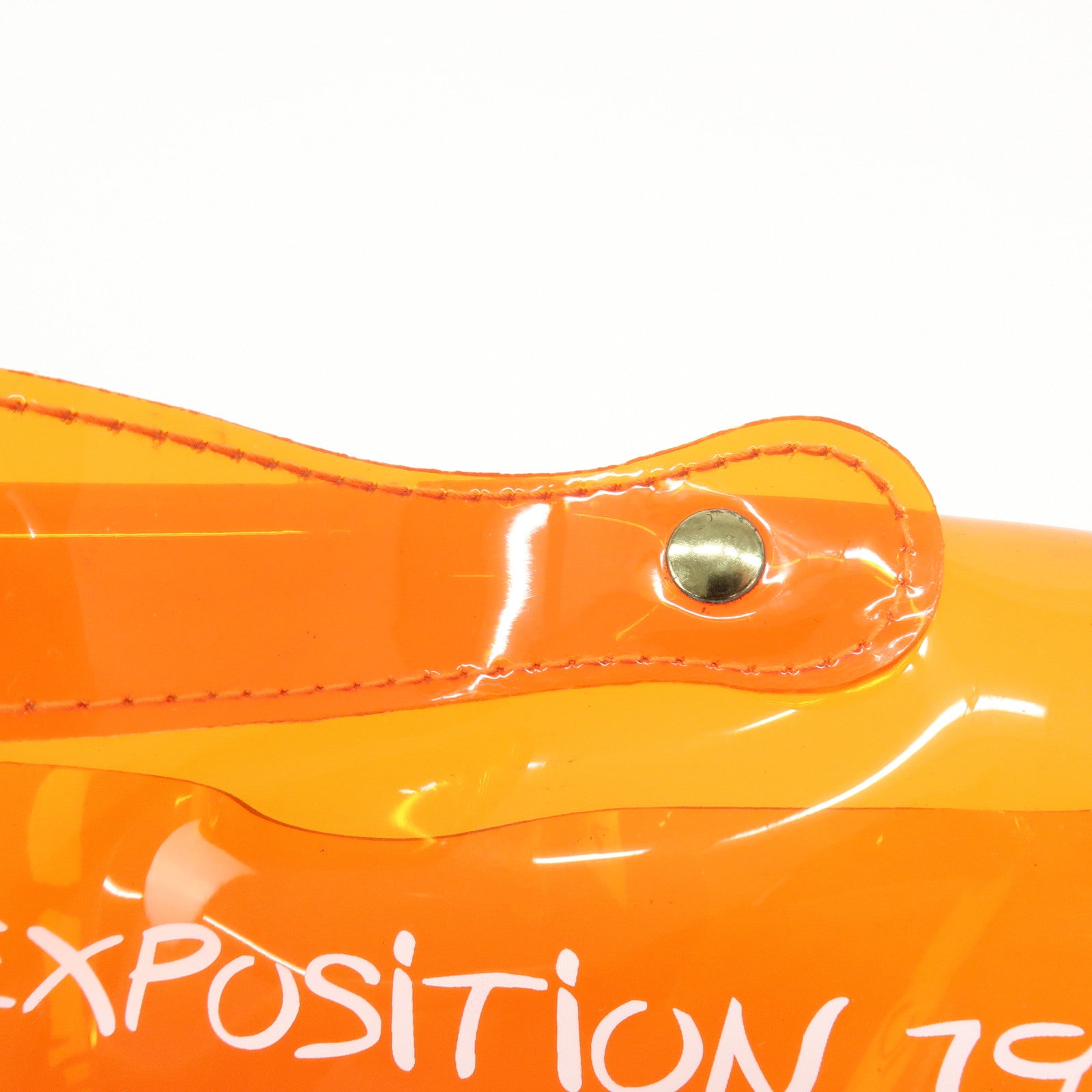 HERMES Kelly Vinyl Hand Bag Clear Orange