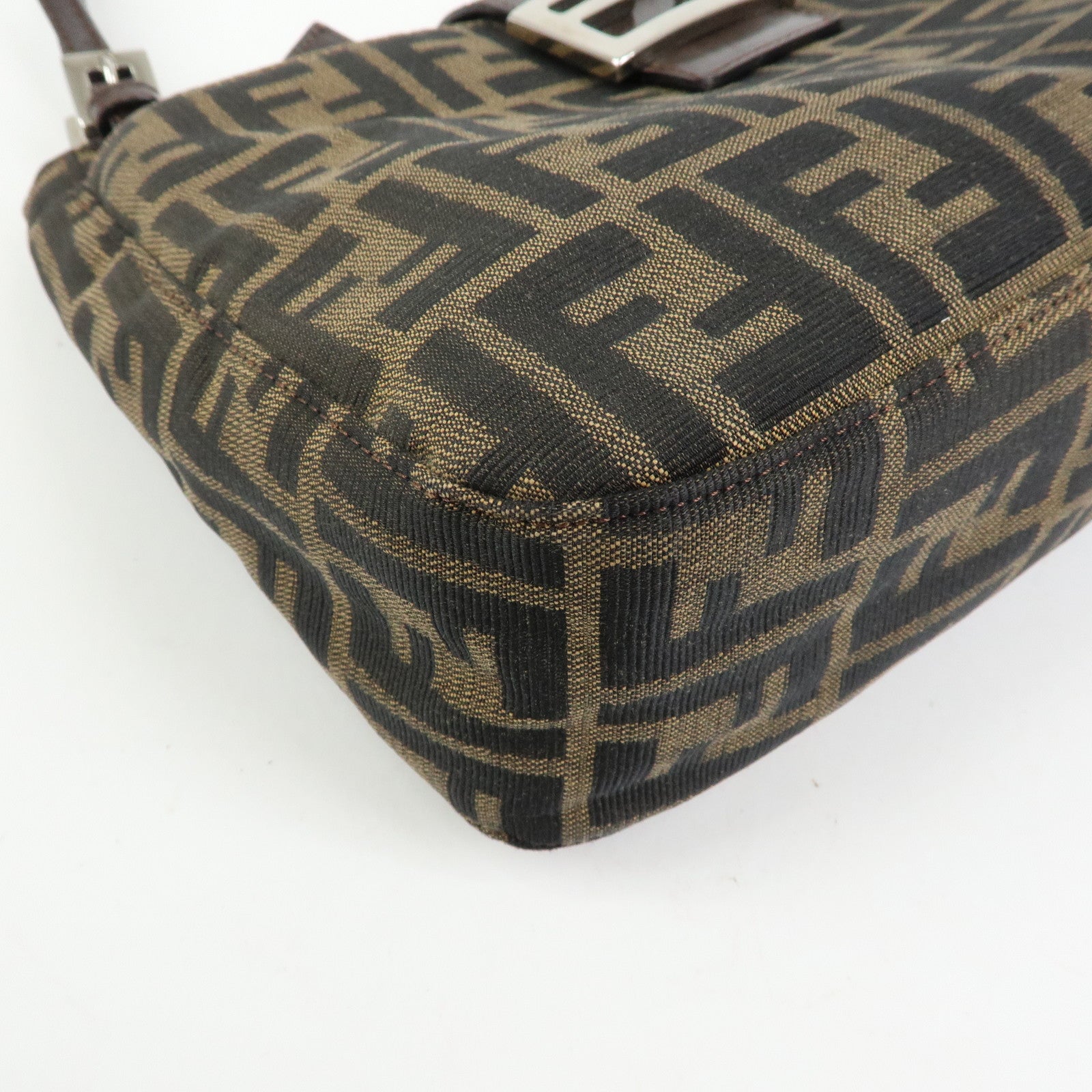 FENDI Zucca Canvas Leather Shoulder Bag Hand Bag Brown Black 26728