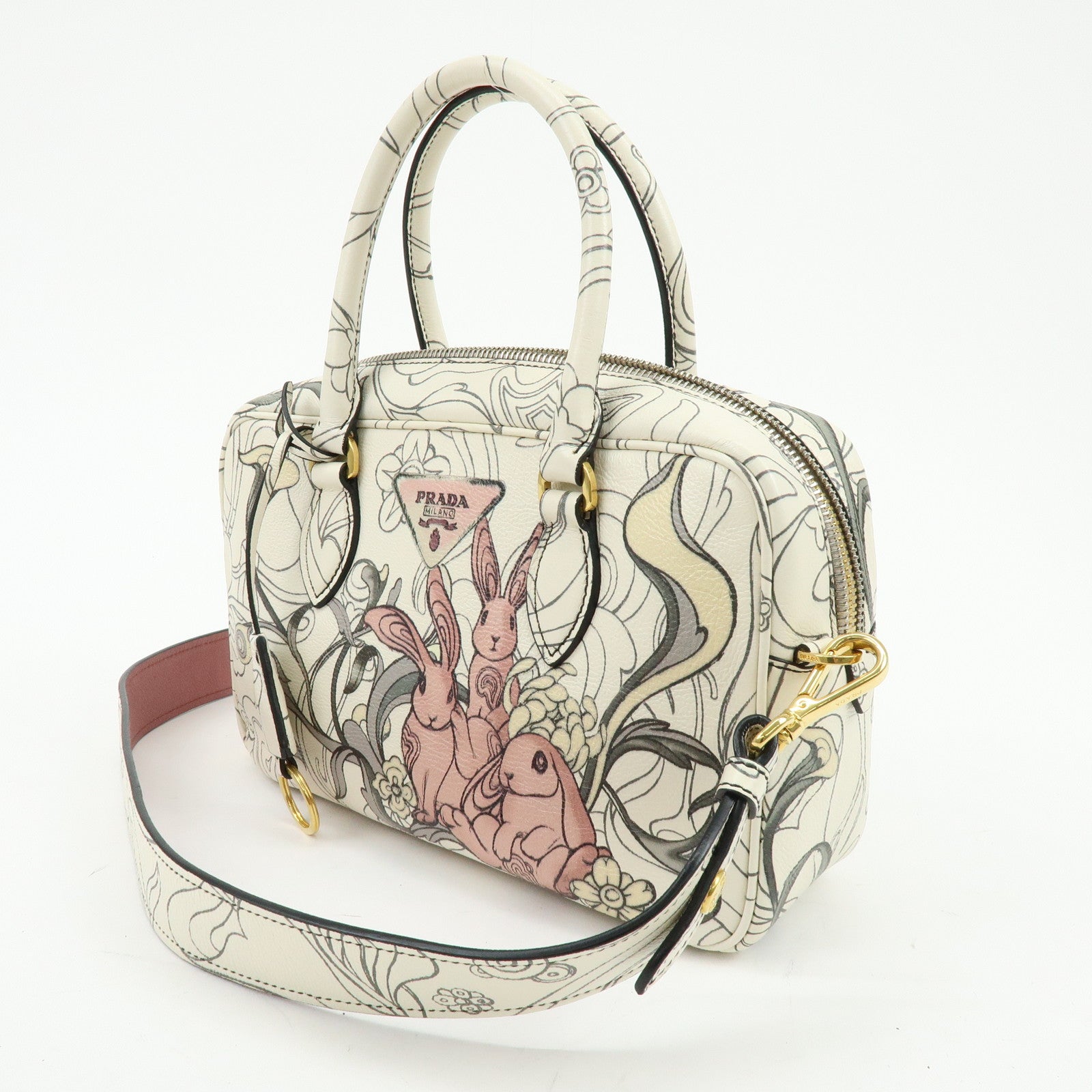 PRADA x James Jean Triangle Logo Calf Skin 2Way Shoulder Bag 1BB113
