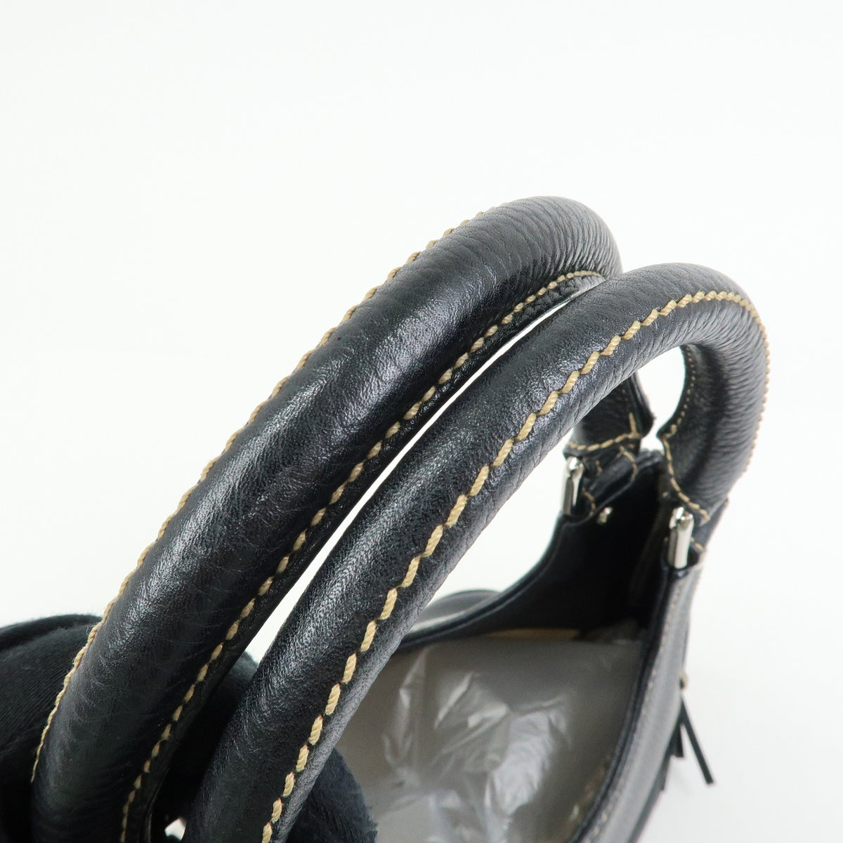 CHANEL LAX Leather Shoulder Bag Hand Bag Tassel Black A23055