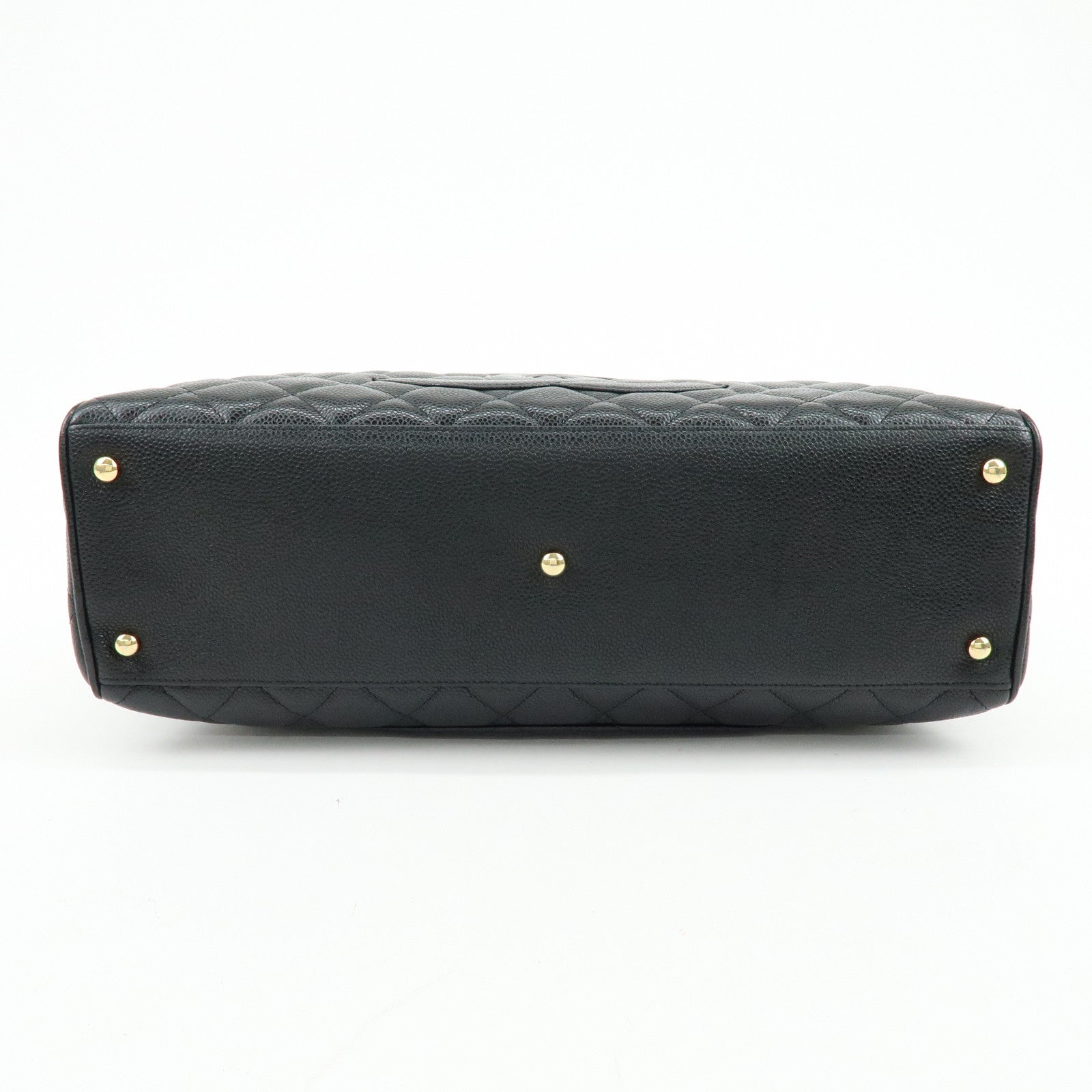 CHANEL Matelasse Caviarskin Leather Boston Bag Black