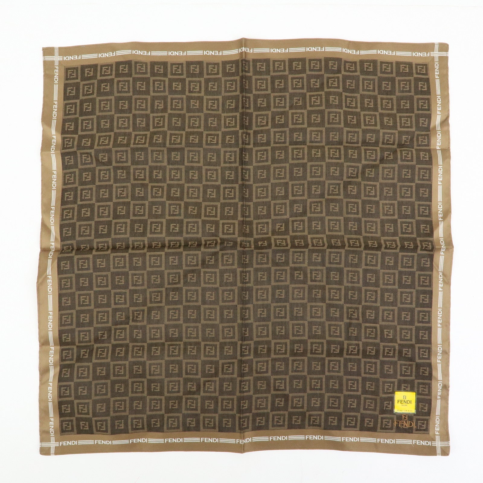 FENDI Zucca Zuccino Cotton 100% Lot of 5 Handkerchief Brown Green Pink