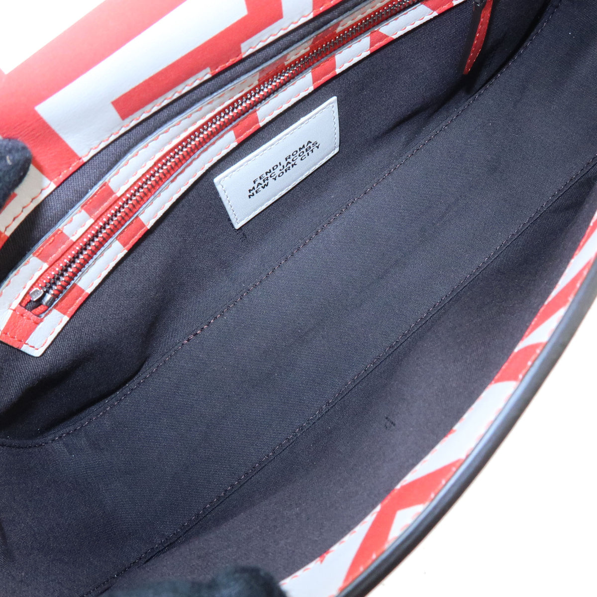FENDIxMarc Jacobs Mamma Baguette Leather Shoulder Bag Red White 8BR600