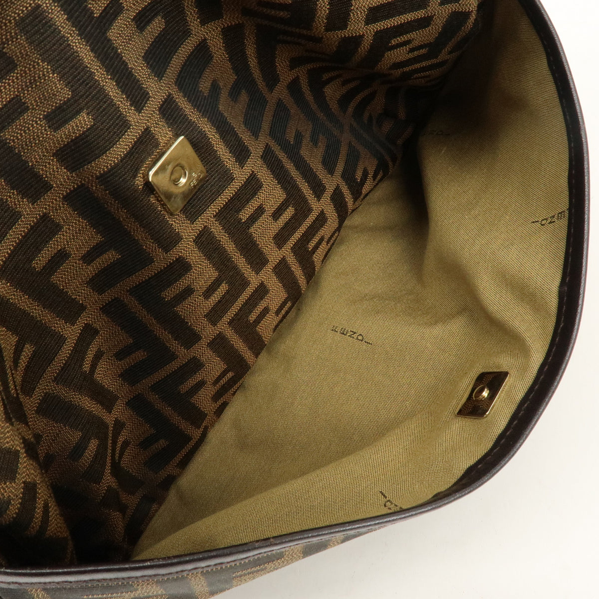 FENDI Zucca Canvas Leather Shoulder Bag Brown Black 8BT190