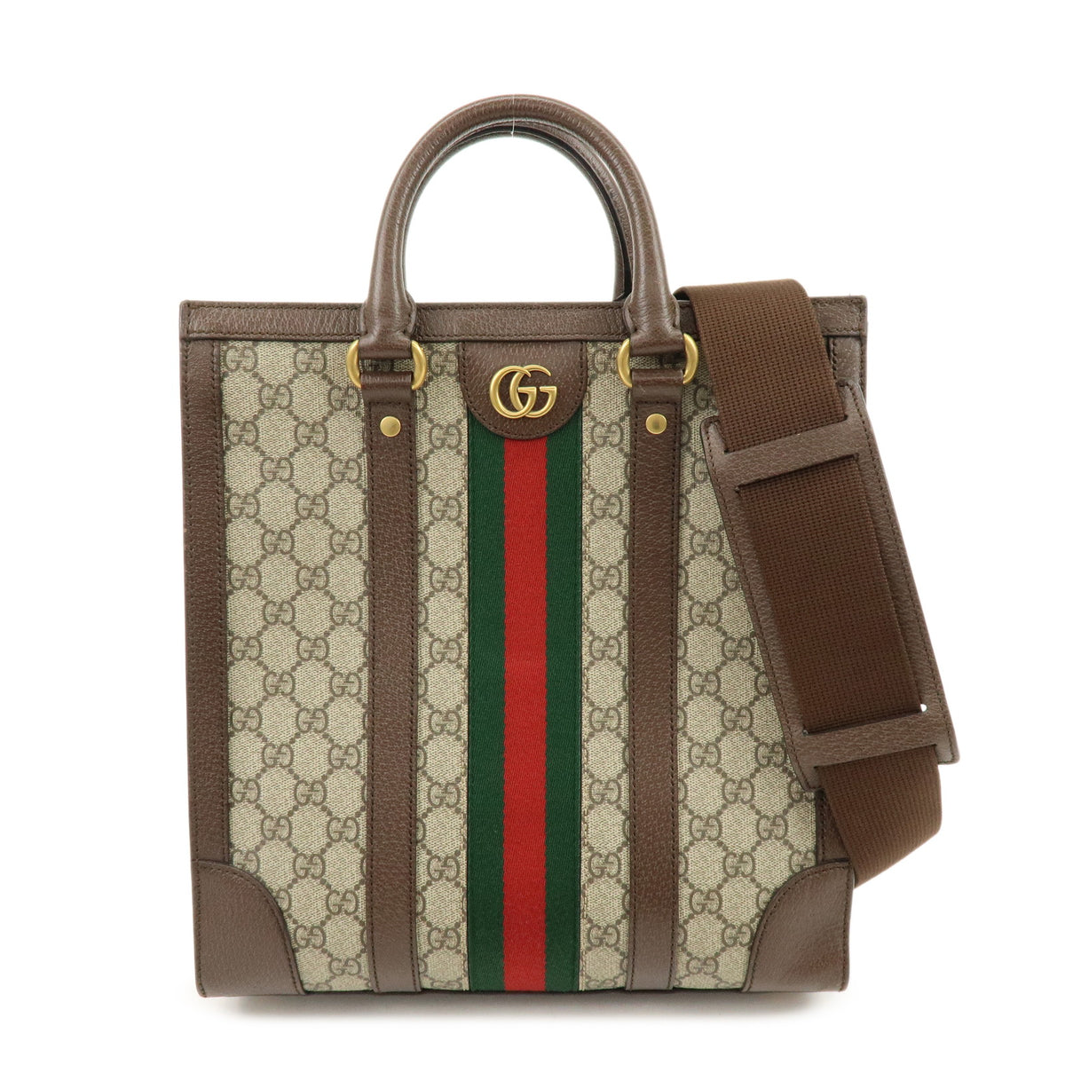 GUCCI Sherry Ophidia GG Supreme Leather 2Way Shoulder Bag Brown 724685