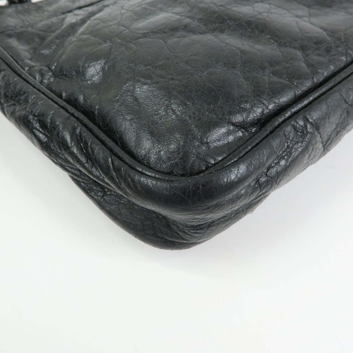 BALENCIAGA  Classic The Hip Leather Shoulder Crossbody Bag Black242803