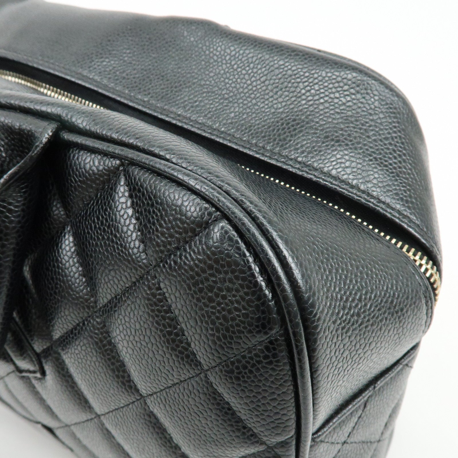 CHANEL Matelasse COCO Mark Caviarskin Boston Bag Hand Bag Black A20997
