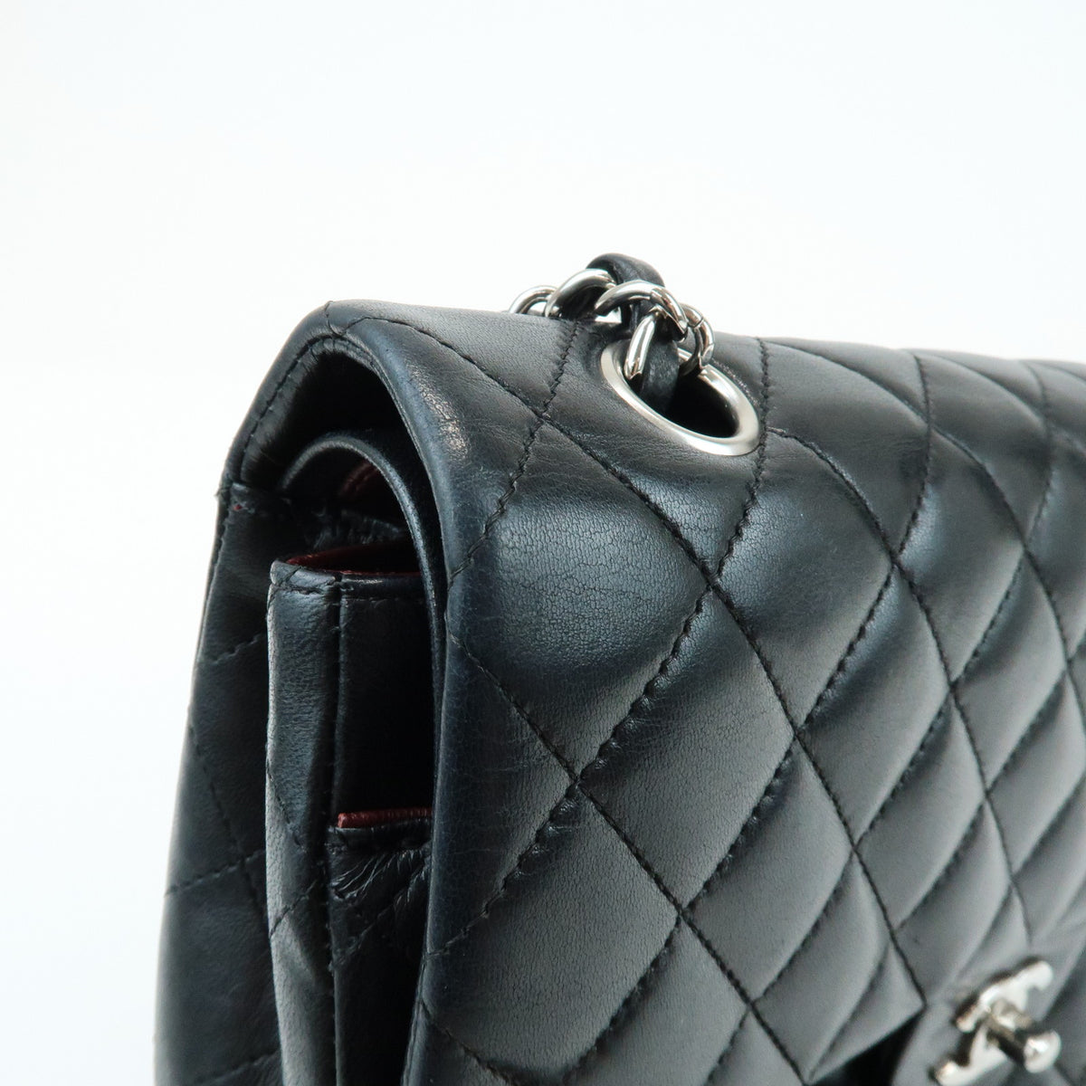 CHANEL Matelasse 25 Double Flap Lamb Skin Chain Shoulder Bag A01112