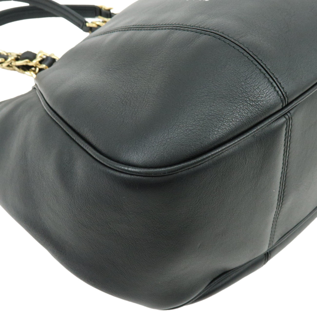 Ferragamo Gancini Leather Chain Shoulder Bag Hand Bag Black