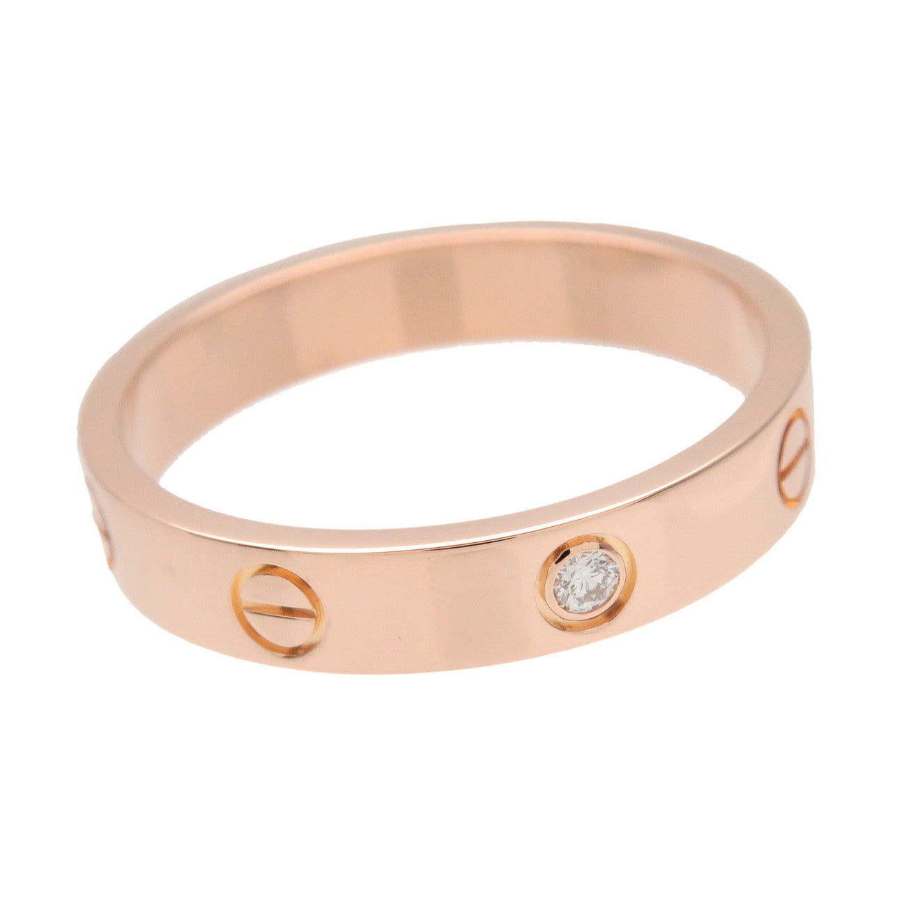 Cartier Mini Love 1P Diamond Ring K18 750PG #60 US9.25 EU60 HK20.5