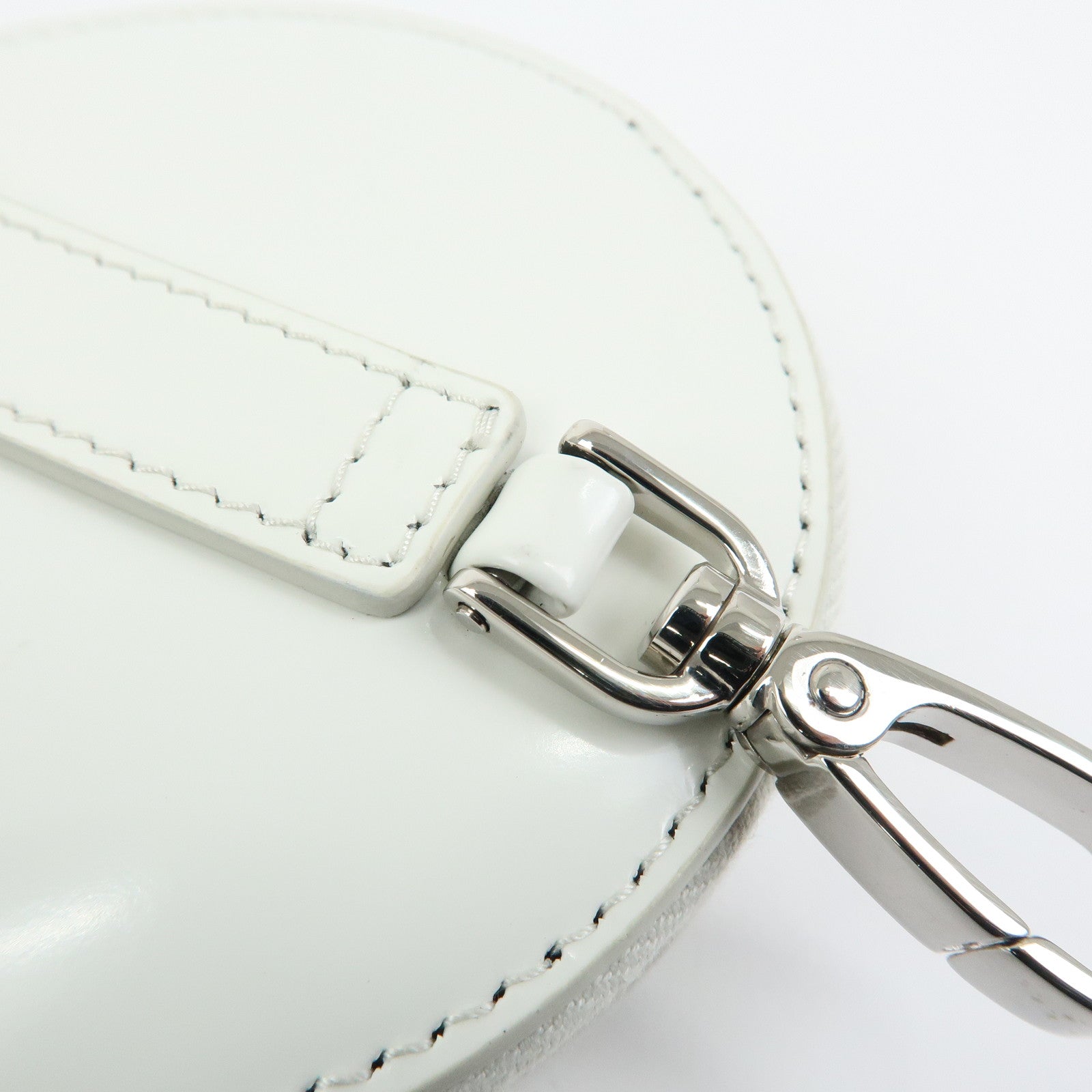 PRADA Triangle Logo Leather Mini Pouch Coin Case White 1TL431