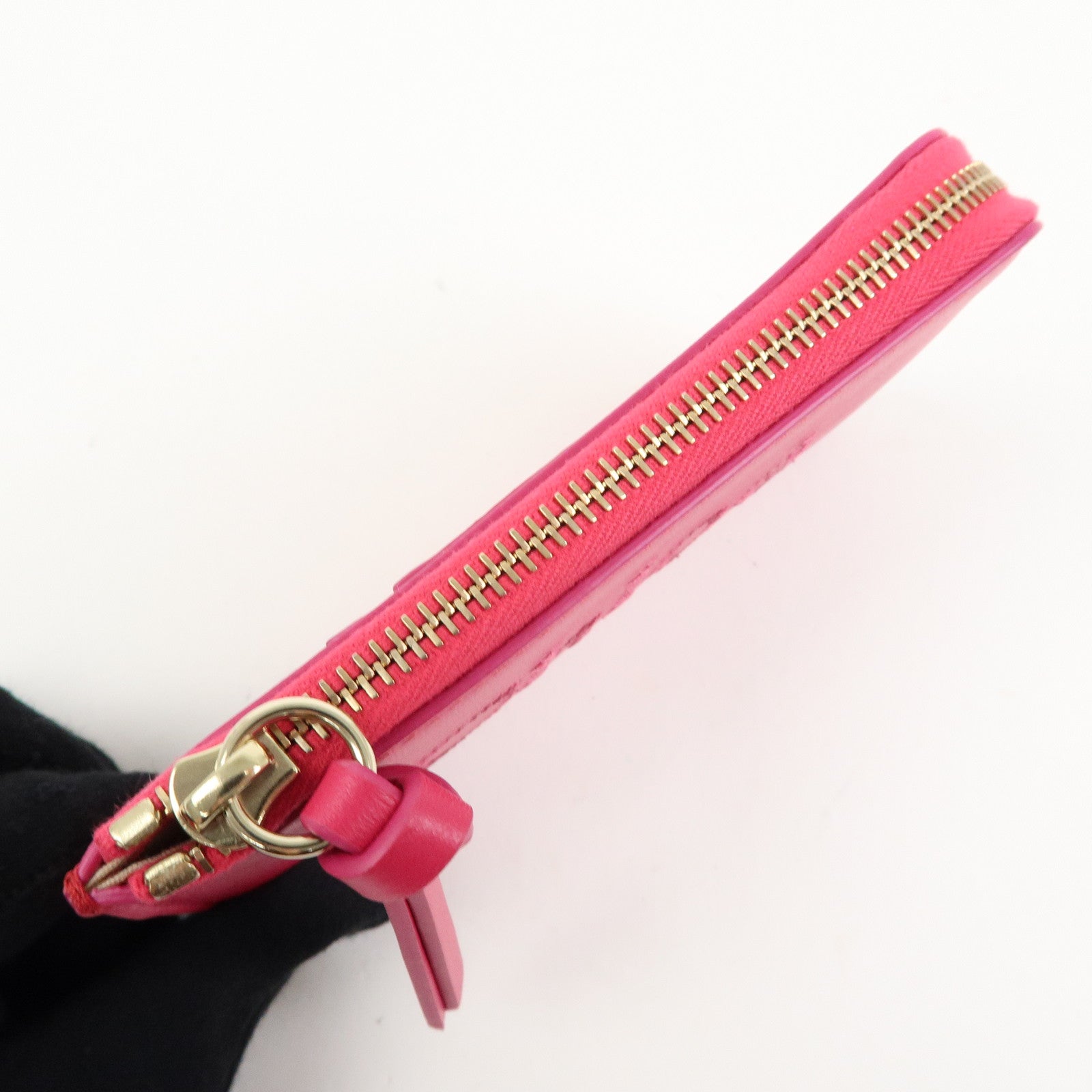 Chloe Logo Leather Card Case Key Case Pink