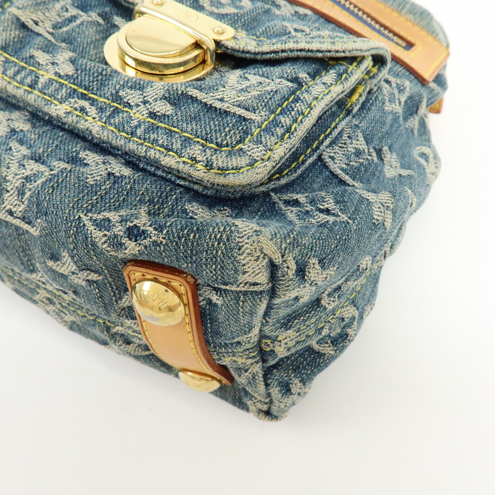 Louis Vuitton Monogram Denim Baggy PM 2Way Bag Shoulder Bag Blue M95049