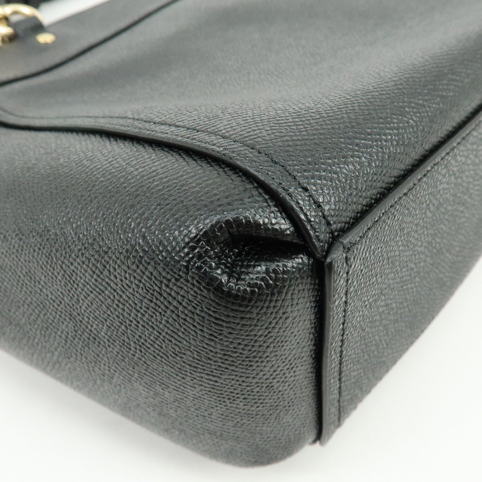 COACH Logo Leather 2Way Shoulder Bag Hand Bag Black