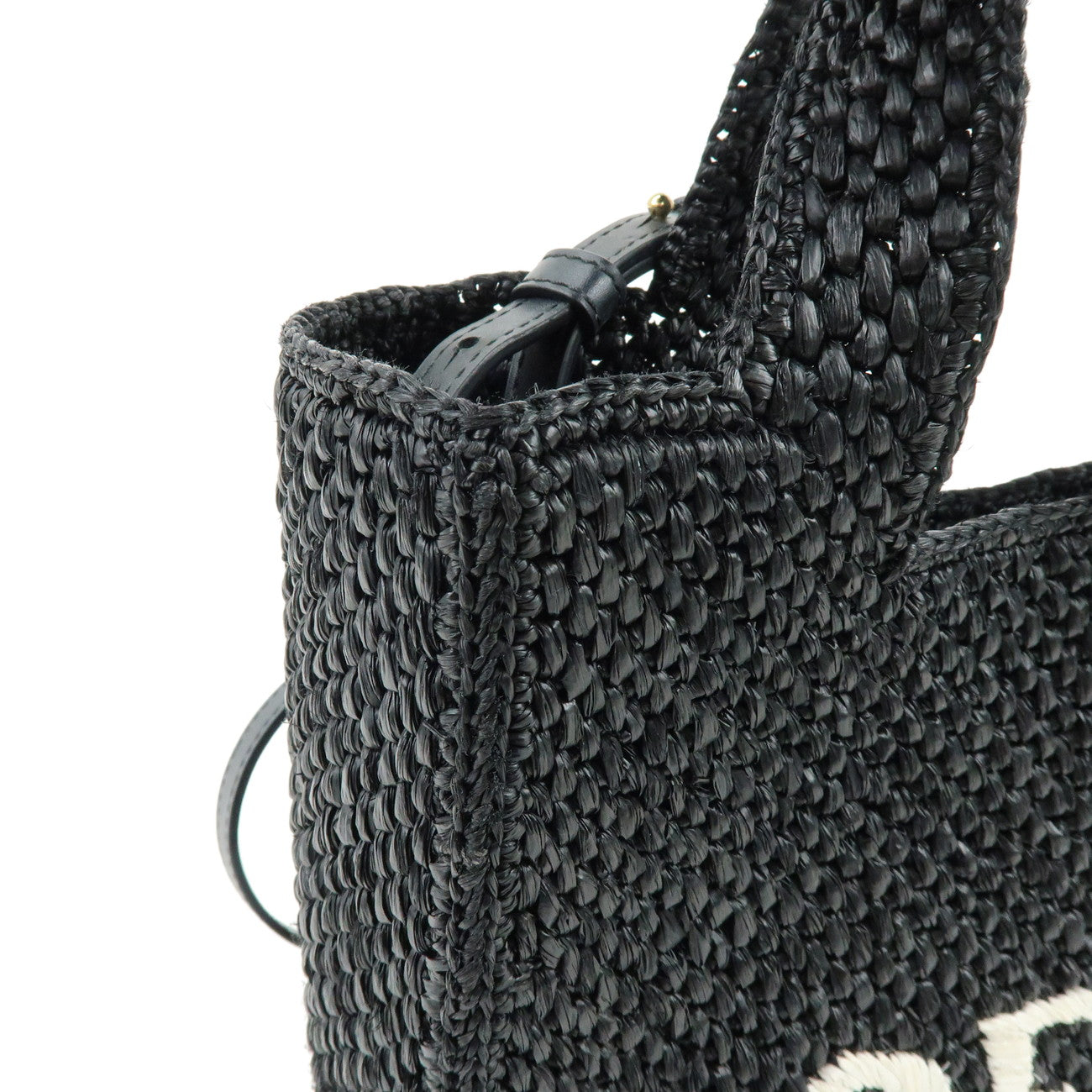 LOEWE Font Tote Raffia 2Way Bag Hand Bag Shoulder Bag Black
