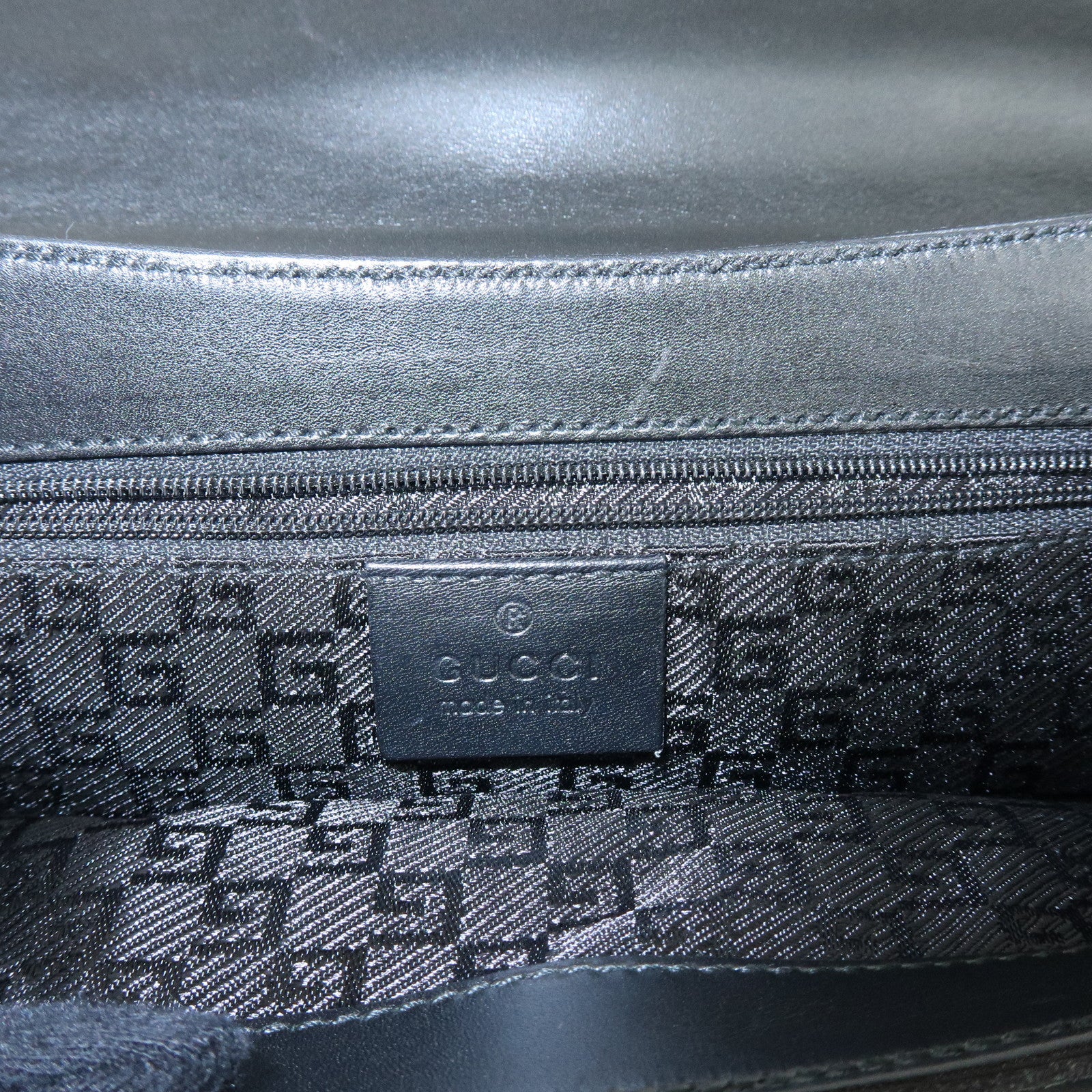GUCCI Bamboo Suede Shoulder Bag Hand Bag Black 001998
