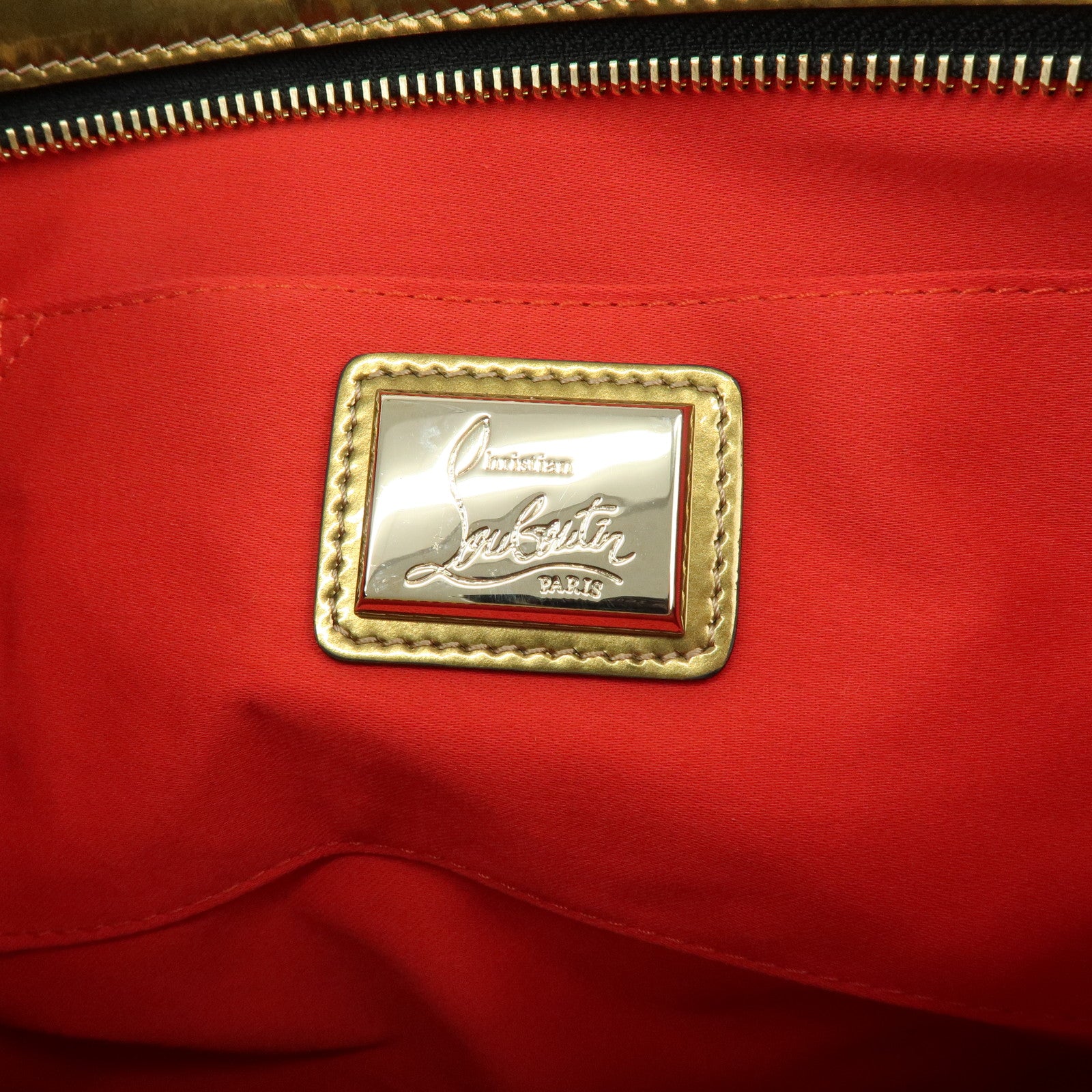 Christian Louboutin Glitter Patent Leather 2Way Bag Shoulder Bag Gold