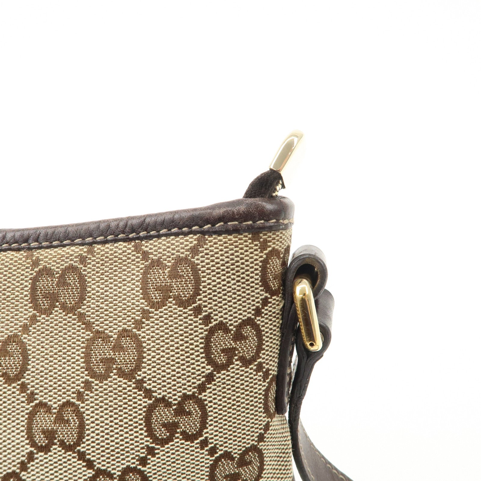 GUCCI New Brit GG Canvas Leather Shoulder Bag Beige Brown 169998 Used