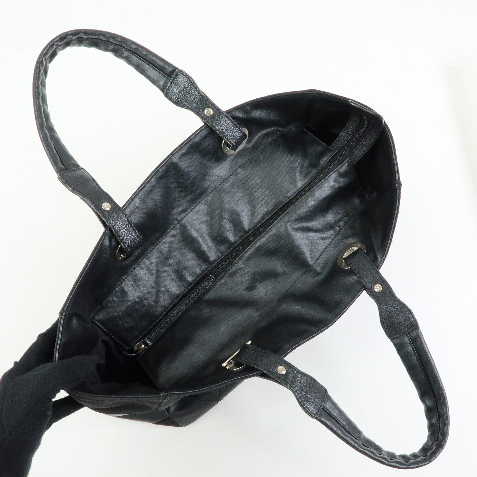 CHANEL Paris Biarritz MM PVC Leather Tote Bag Hand Bag Black A34209