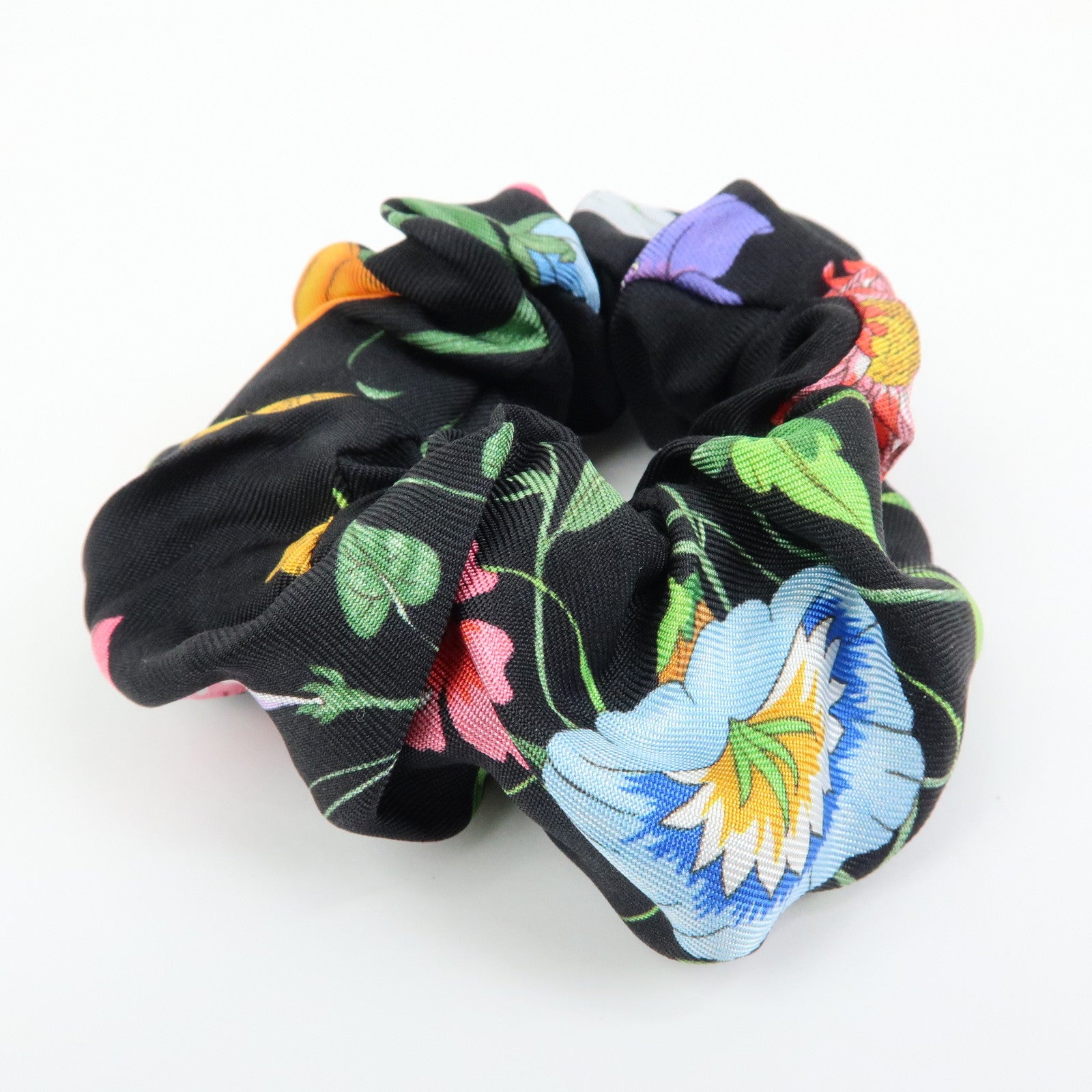 GUCCI Flora Double G Silk 100% Scrunchie Hair Accessory Black