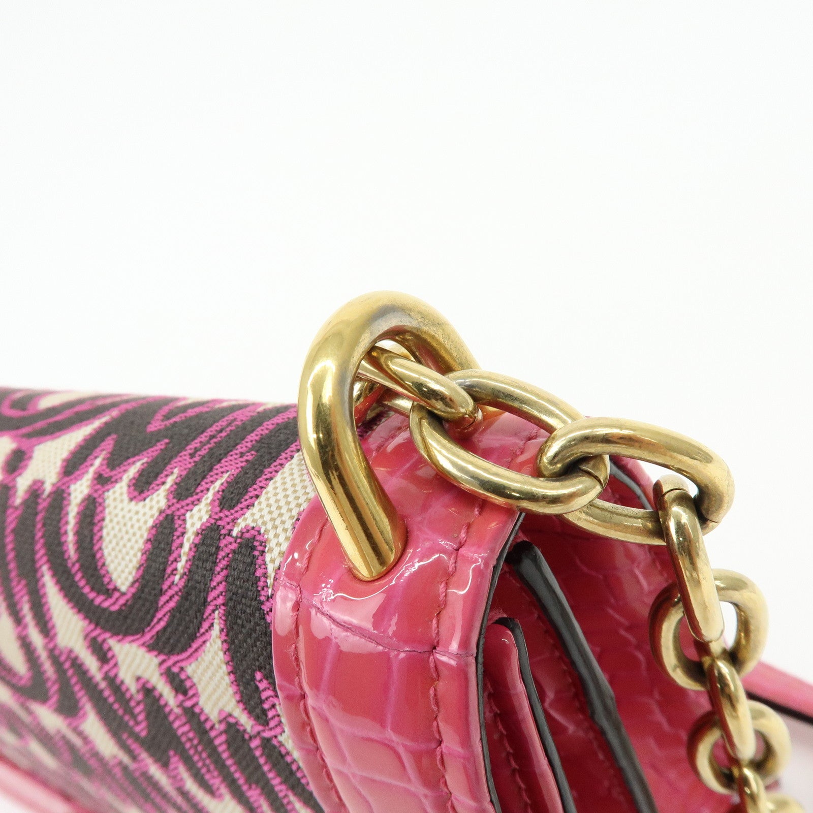 MIU MIU Jacquard Embossed Leather 2Way Hand Shoulder Bag Pink 5BD233