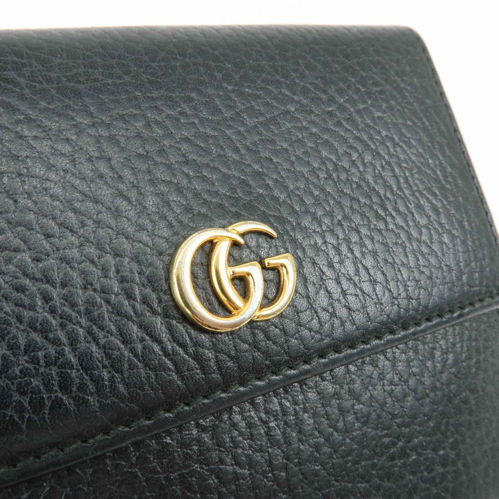 GUCCI GG Petit Marmont Leather Double Hook Compact Wallet Black 456122