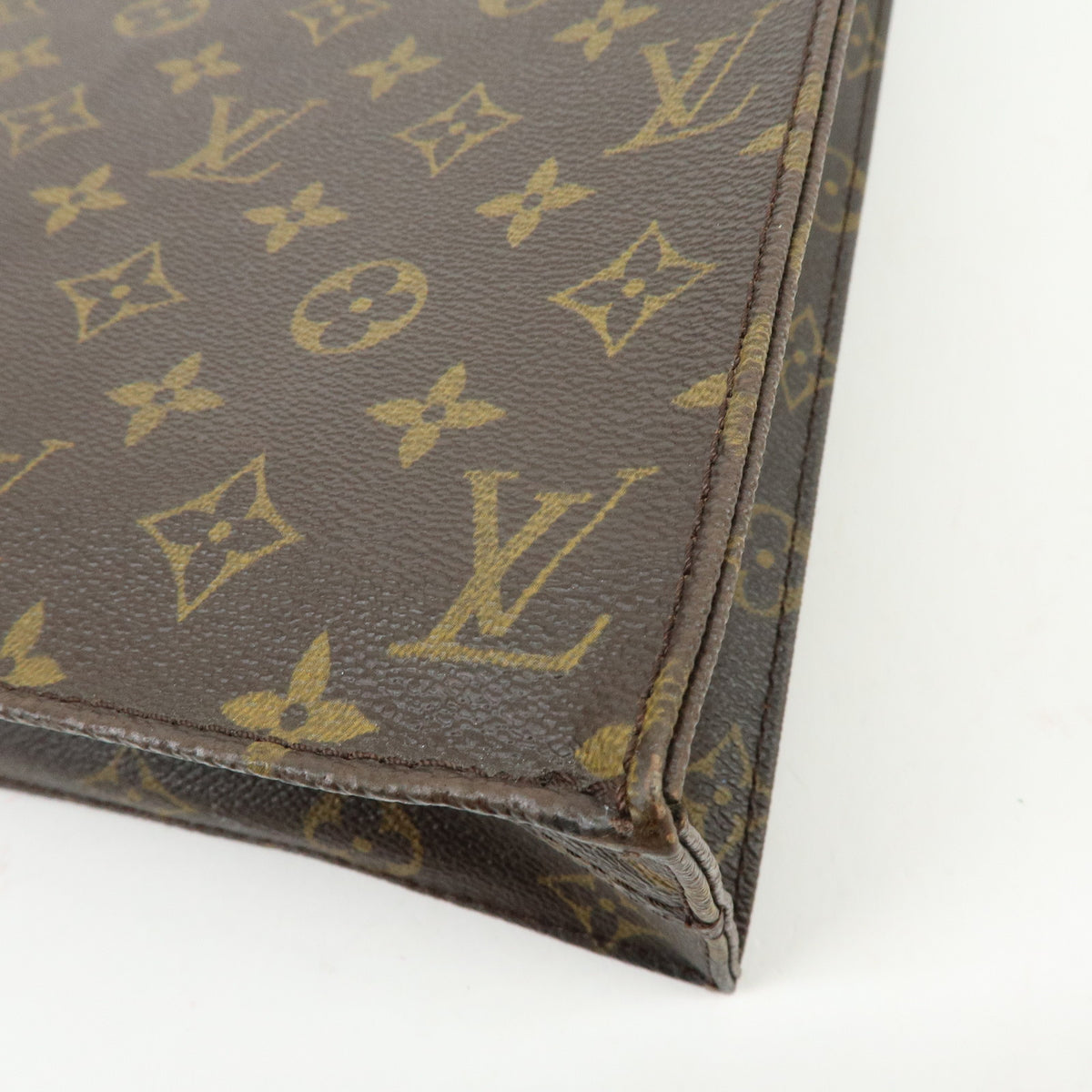 Louis Vuitton Monogram Sac Plat Tote Bag Hand Bag Brown M51140