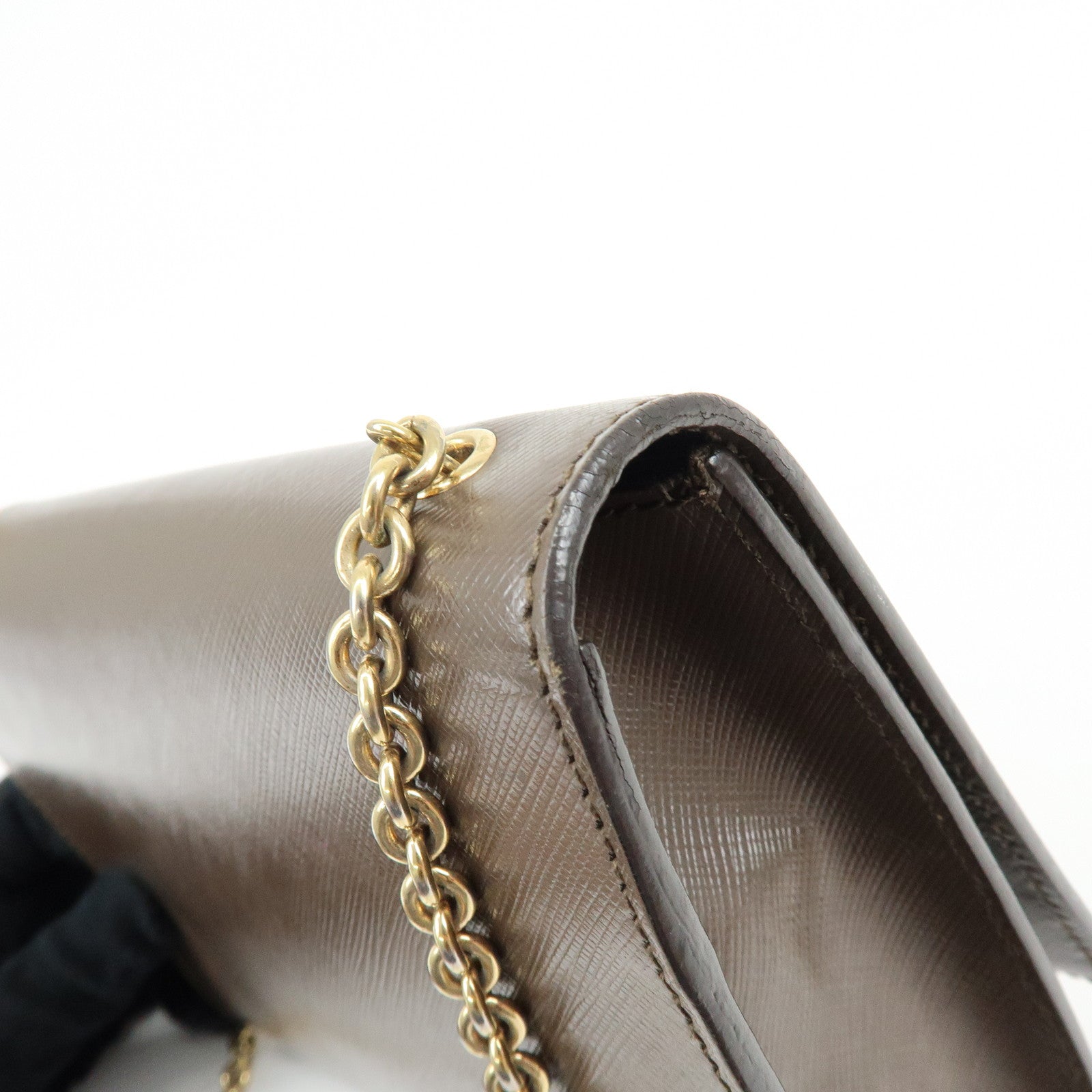 Ferragamo Vara Ribbon Embossed Leather Chain Shoulder Bag Brown