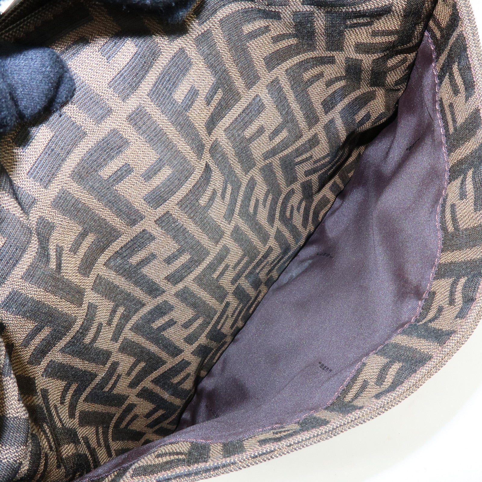 FENDI Zucca Jacquard Canvas Leather Hand Bag Shoulder Bag Brown