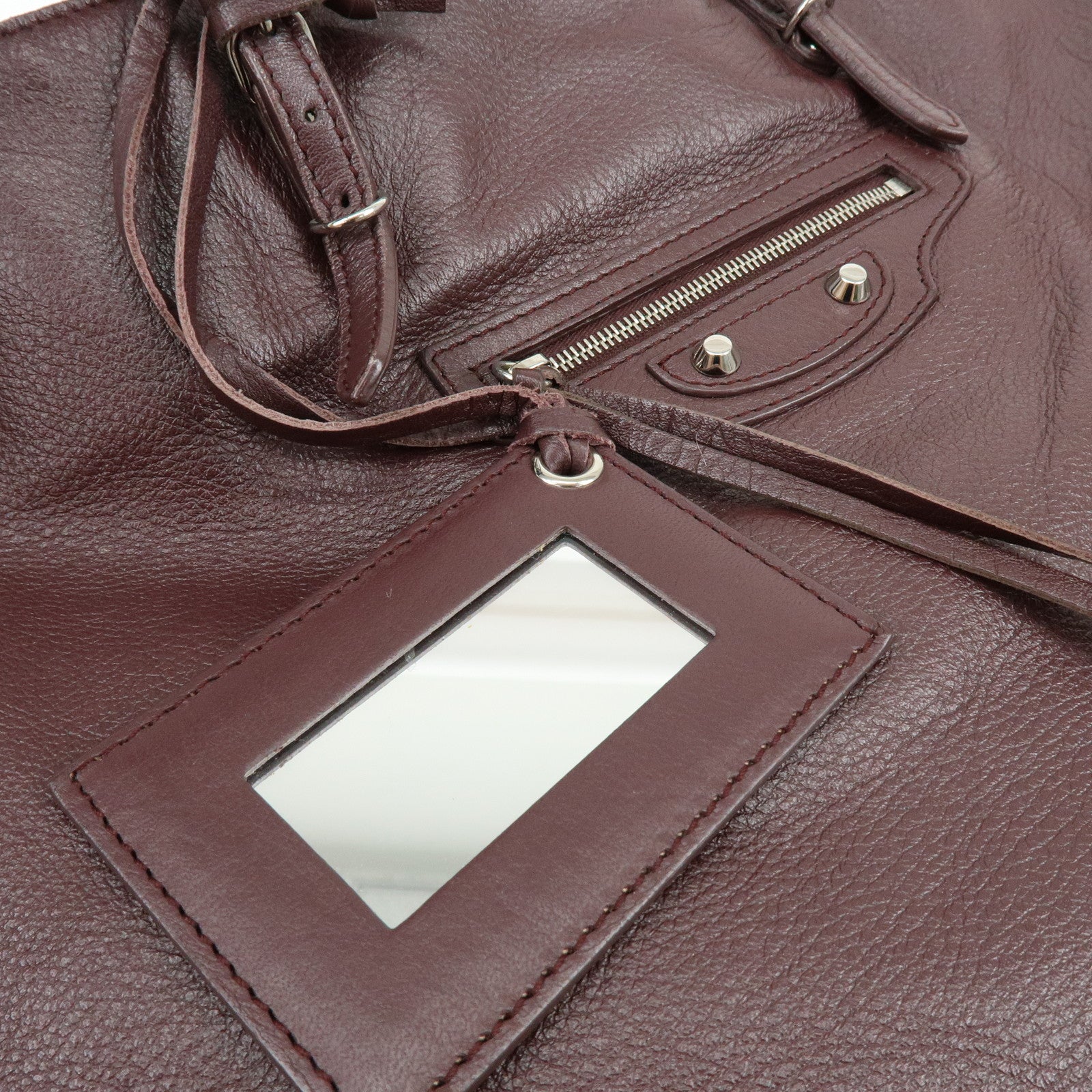 BALENCIAGA The Paper Leather Tote Bag Shoulder Bag Bordeaux 357331