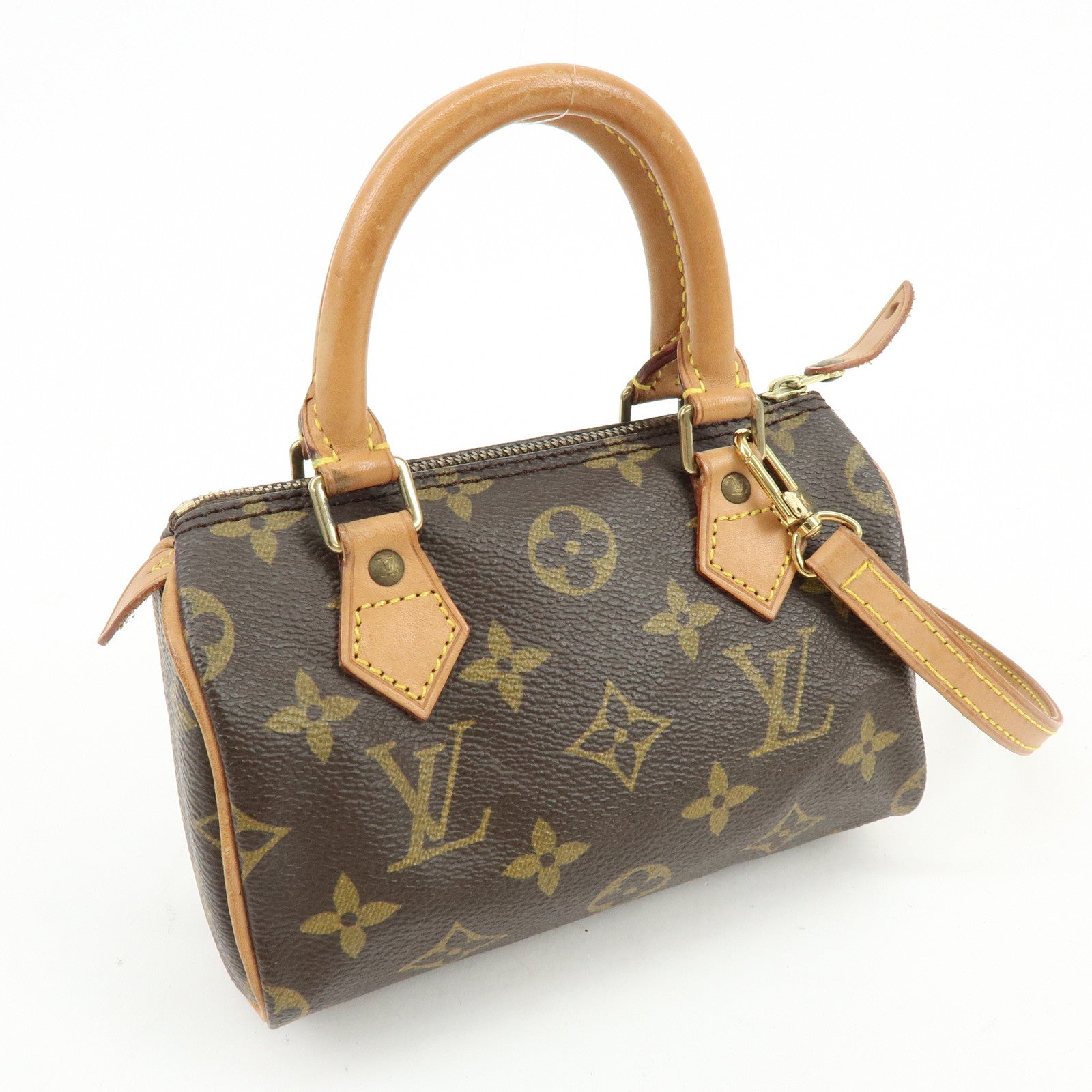 Louis Vuitton Monogram Mini Speedy Hand Bag and Strap Brown M41534 Lot