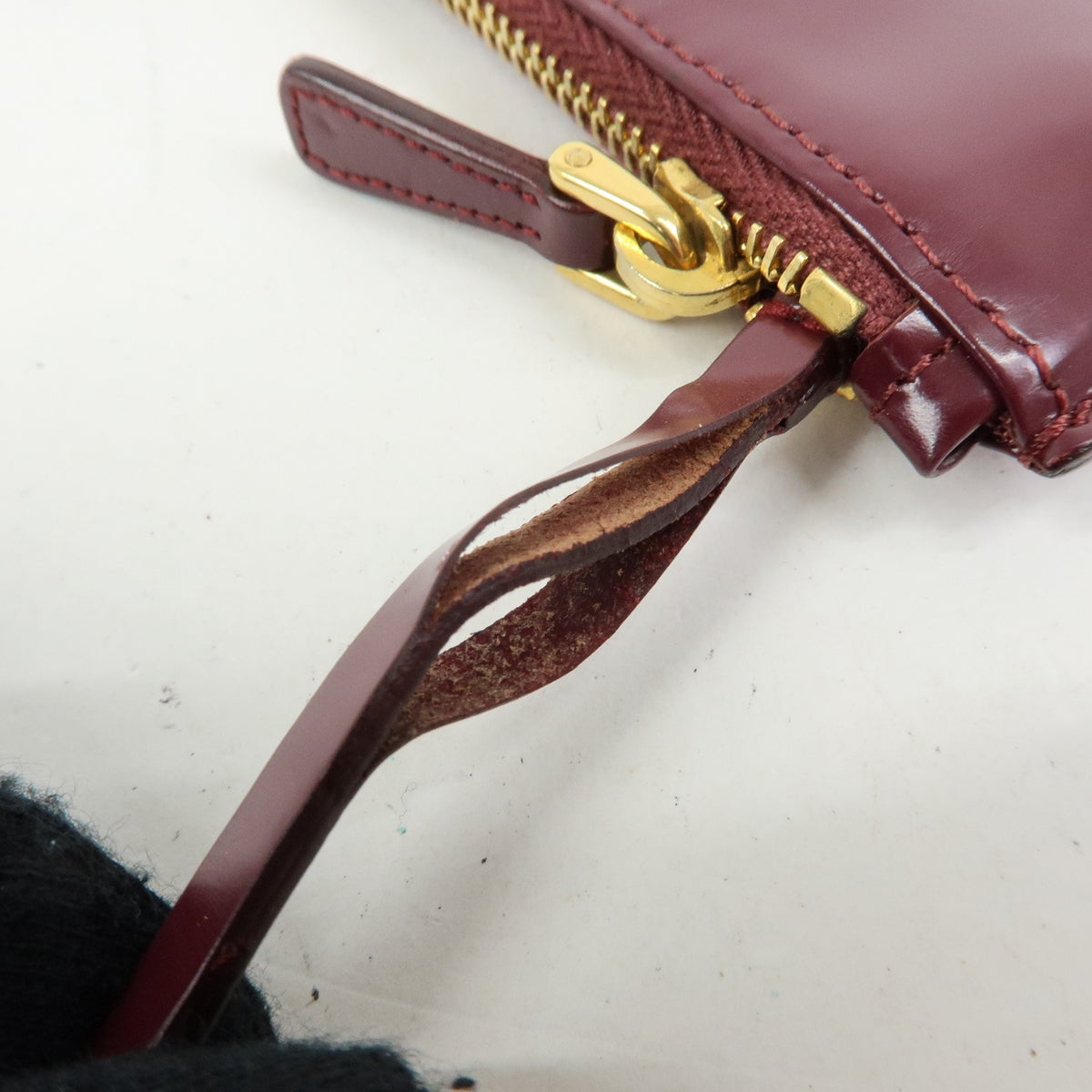 MIU MIU Leather Coin Case Key Ring Pouch Purse Bordeaux Wine Red