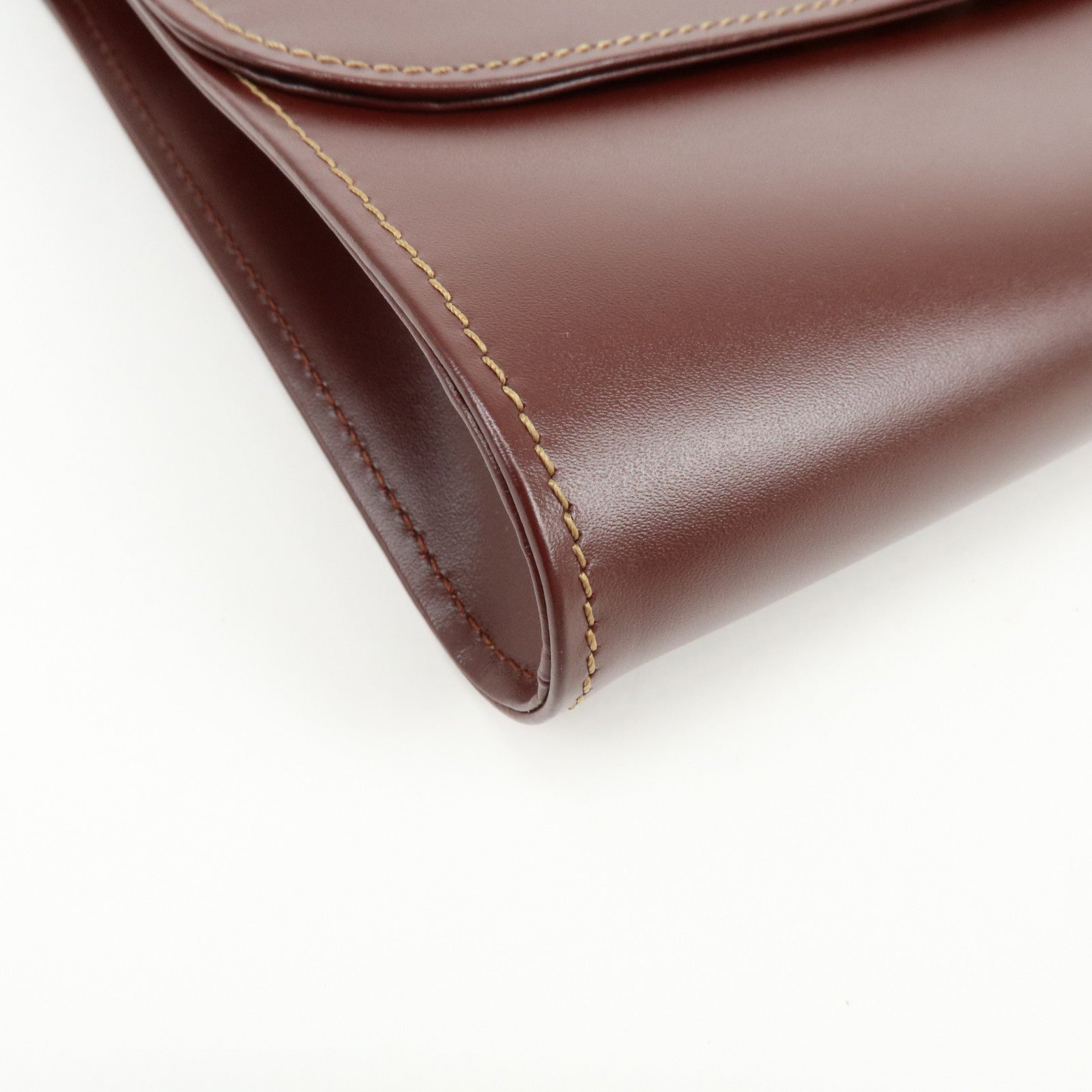 Cartier Must de Cartier Leather Clutch Bag Flat Pouch Bordeaux