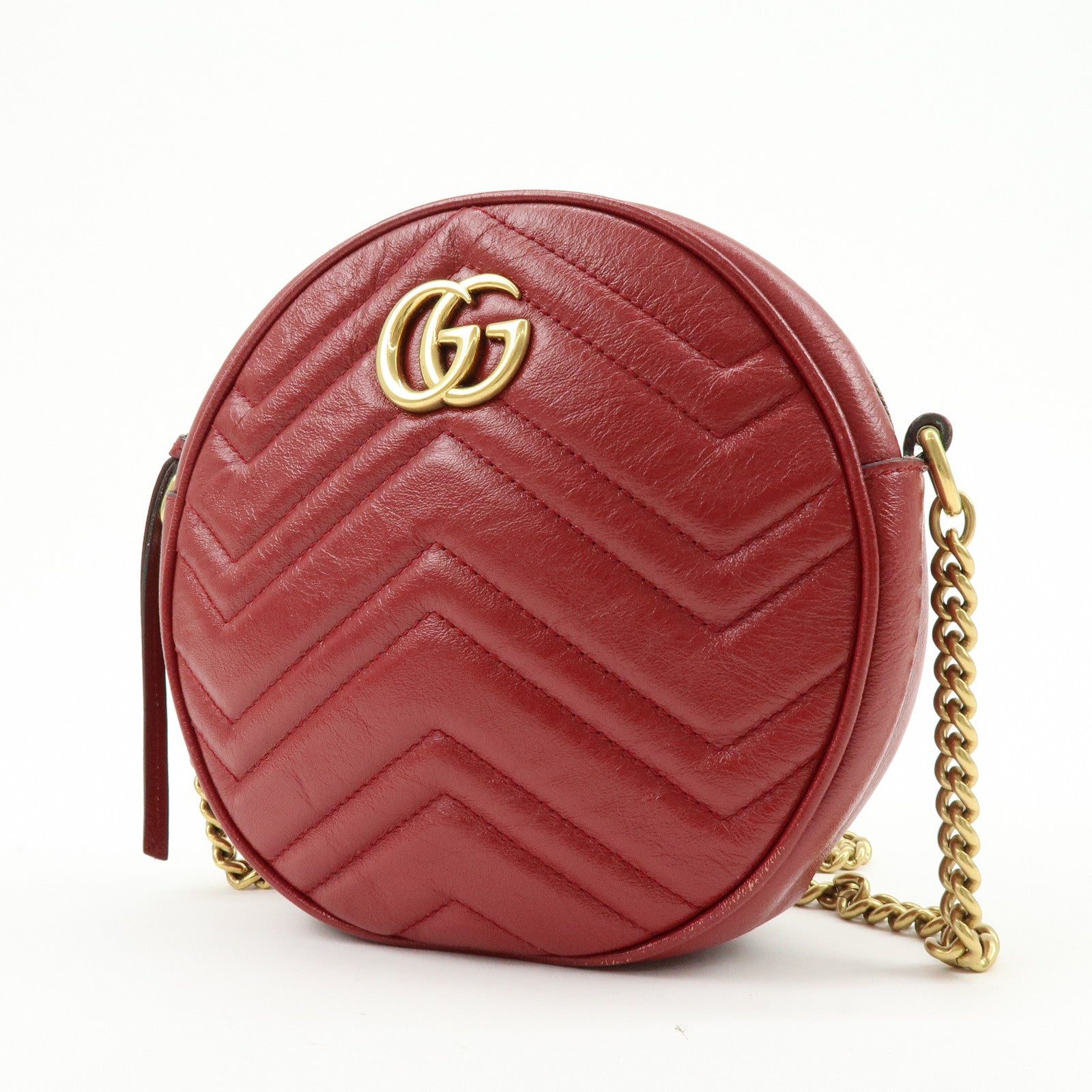 GUCCI GG Marmont Chevron Leather Chain Shoulder Bag Heart 550154