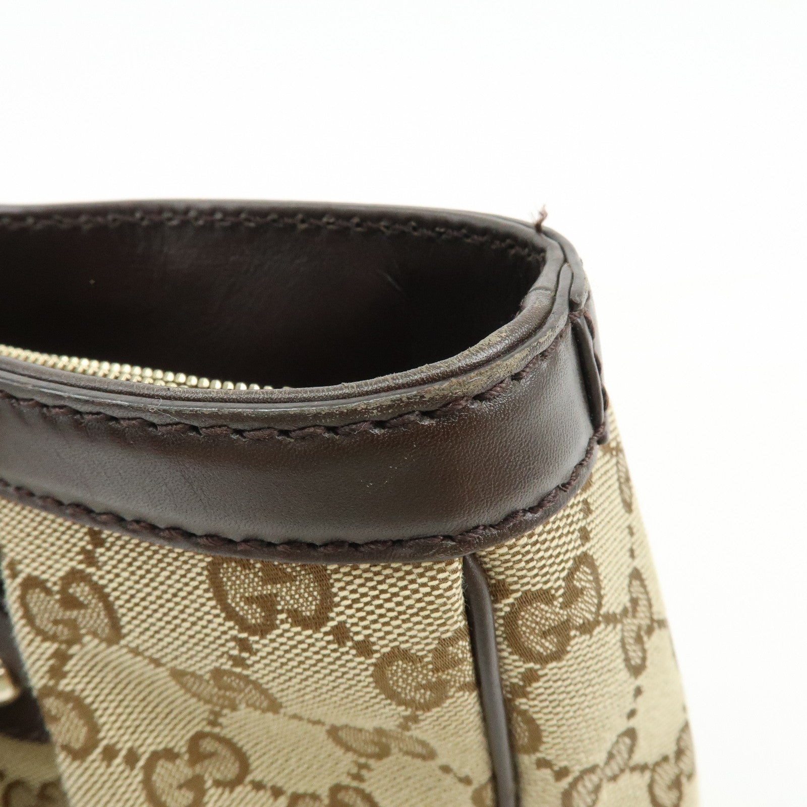 GUCCI Sukey GG Canvas Leather Tote Bag Hand Bag Beige Dark Brown 296835
