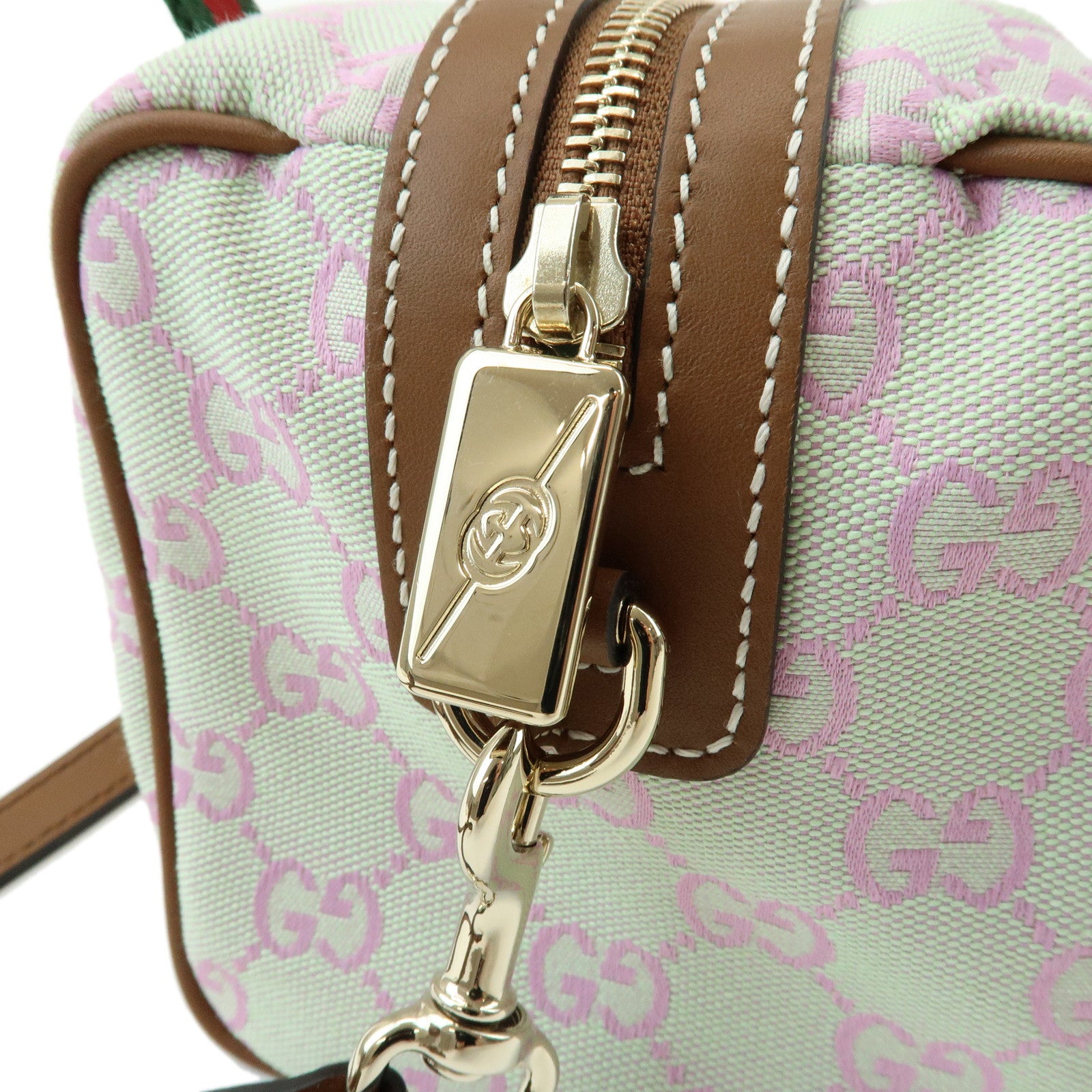 GUCCI Sherry Interlocking G Canvas Leather 2Way Mini Boston Bag 856055