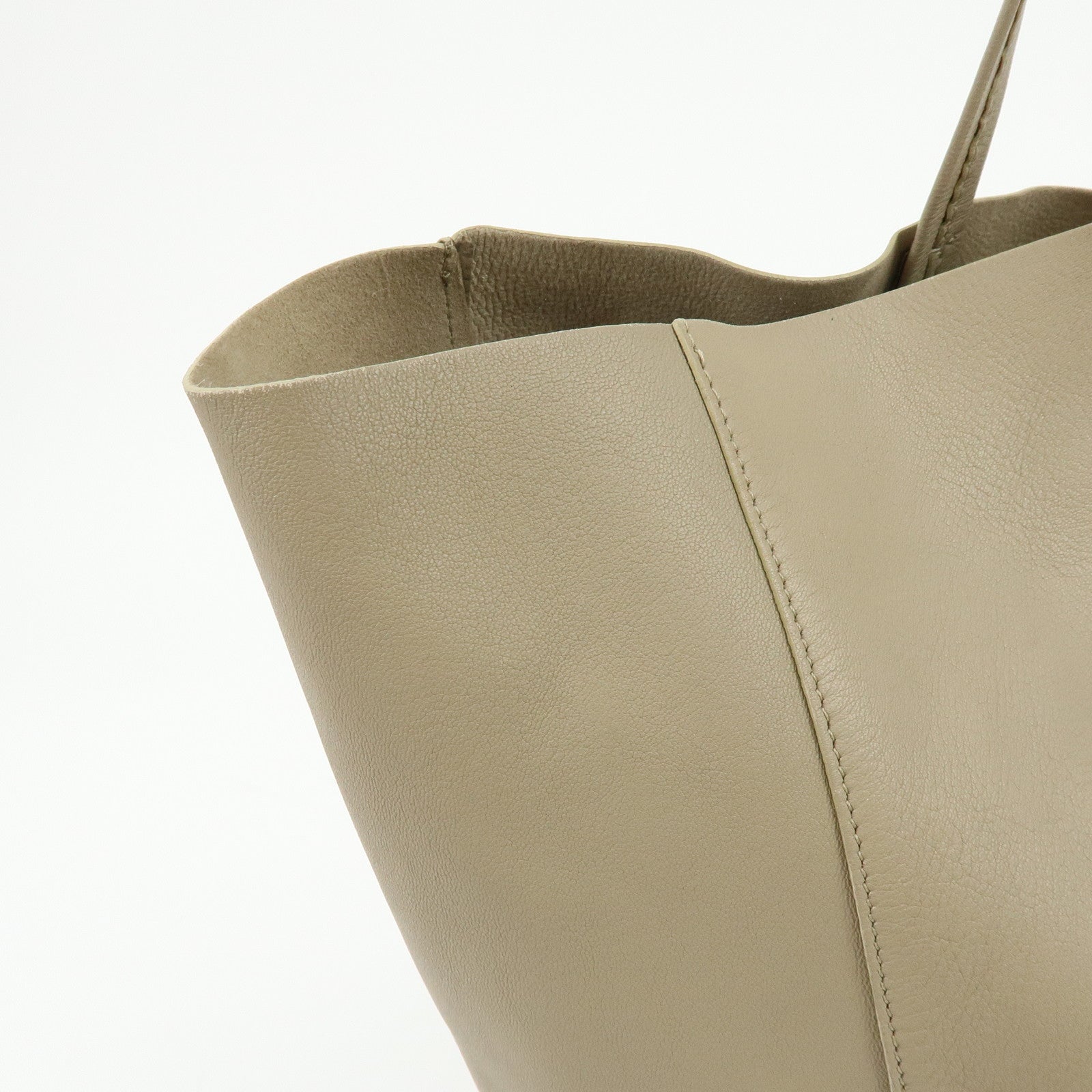 CELINE Leather Tote Bag Shoulder Bag Greige