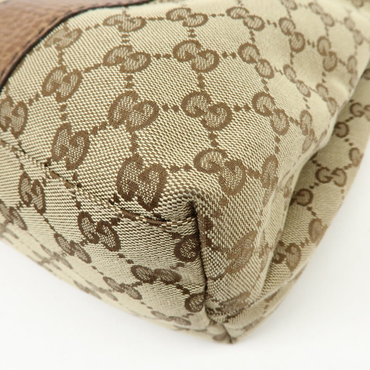 GUCCI Bamboo GG Canvas Leather Tote Bag Hand Bag Beige Brown 232947