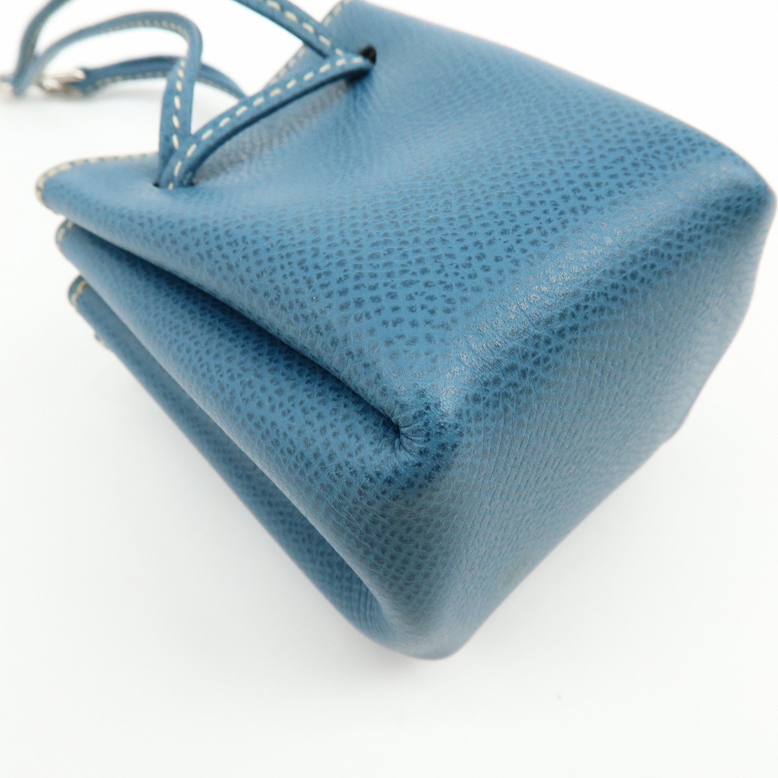 HERMES Courchevel Leather Pouch Blue Jean □G Stamped Blue Jean