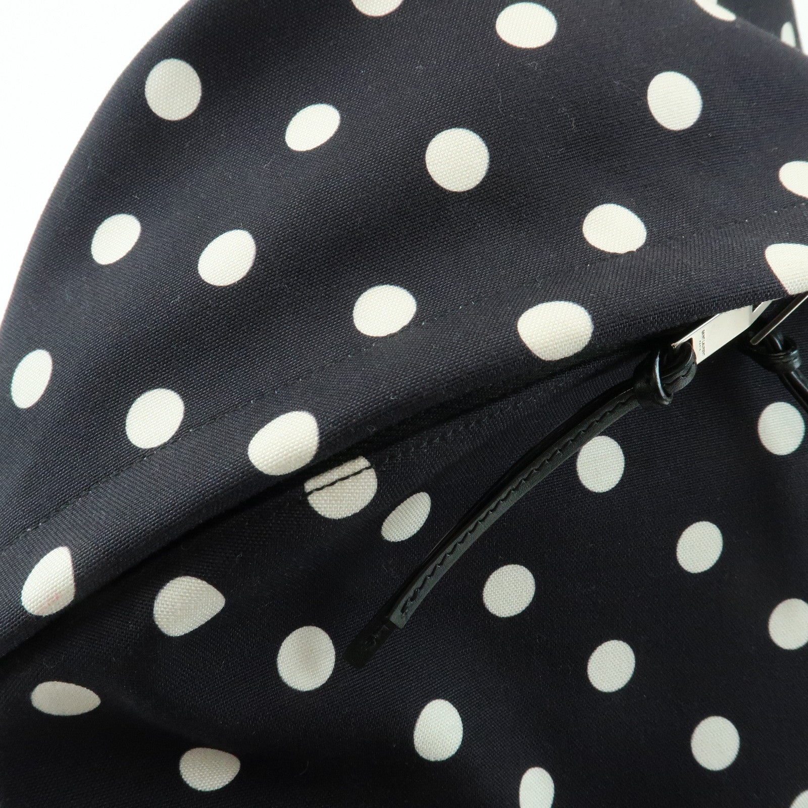 SAINT LAURENT PARIS City Canvas Backpack Rucksack Polka Dot Black White