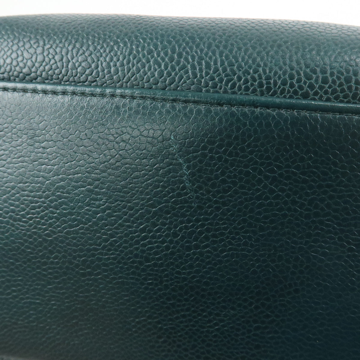 CHANELCOCO Mark Caviarskin Chain Shoulder Bag Tote Bag Dark Green