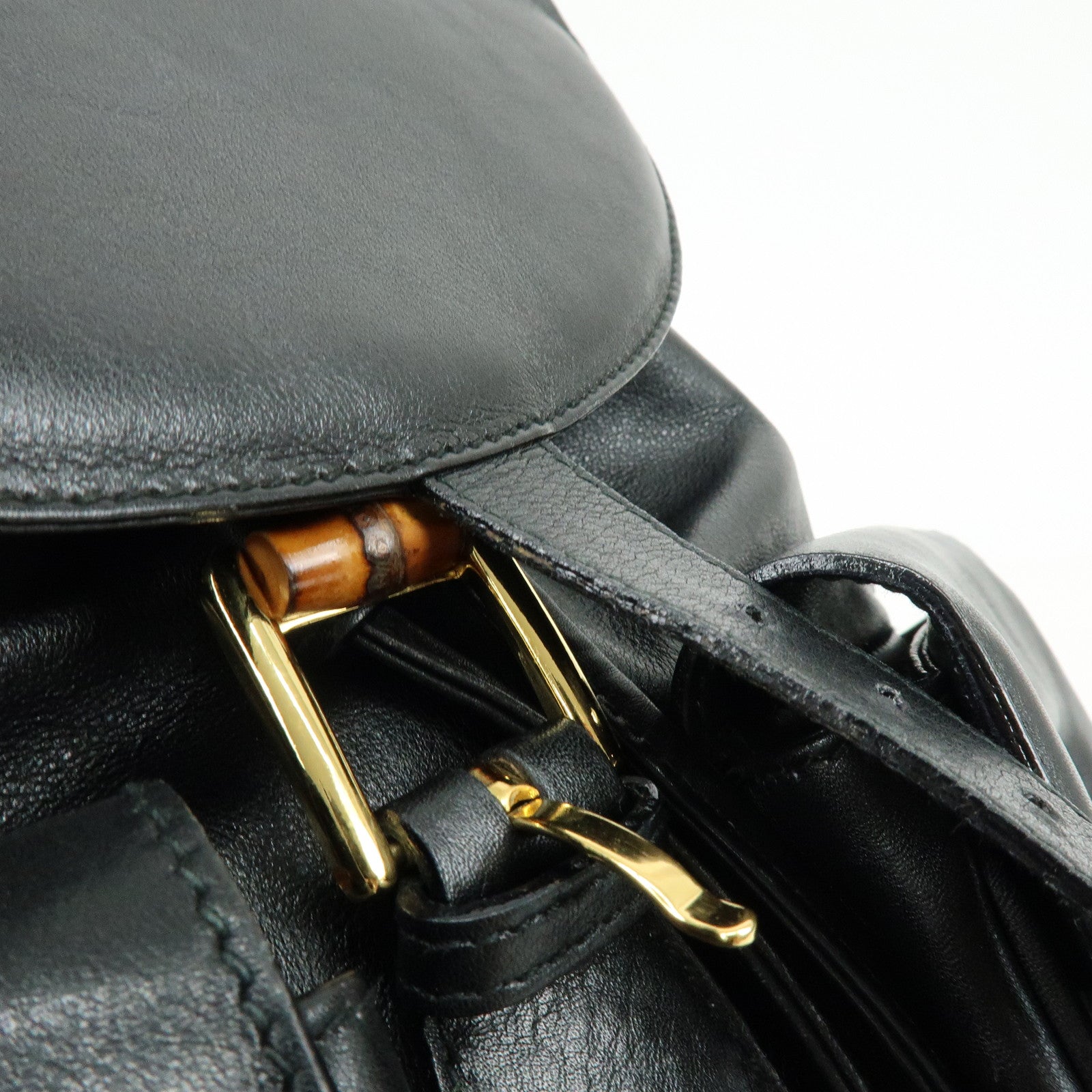 GUCCI Bamboo Leather Backpack Rucksack Black 003・2058・0016